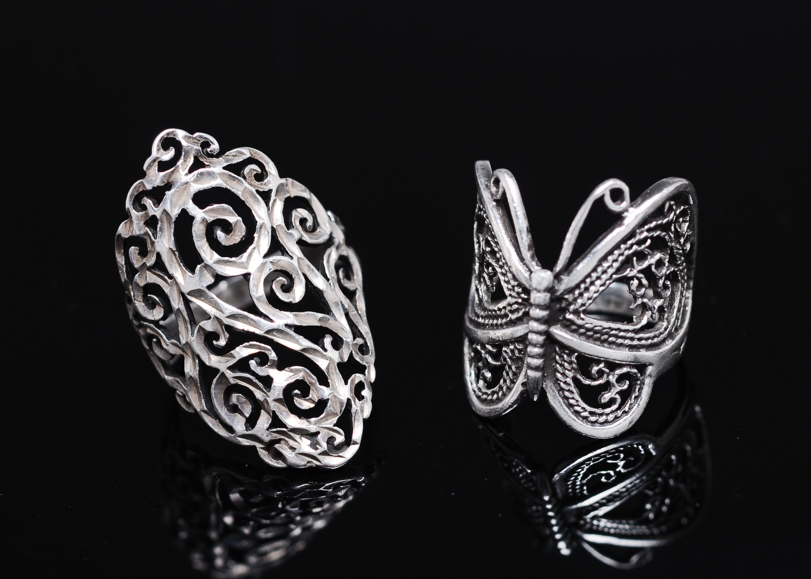Two Sterling Silver Rings including a Butterfly Ring