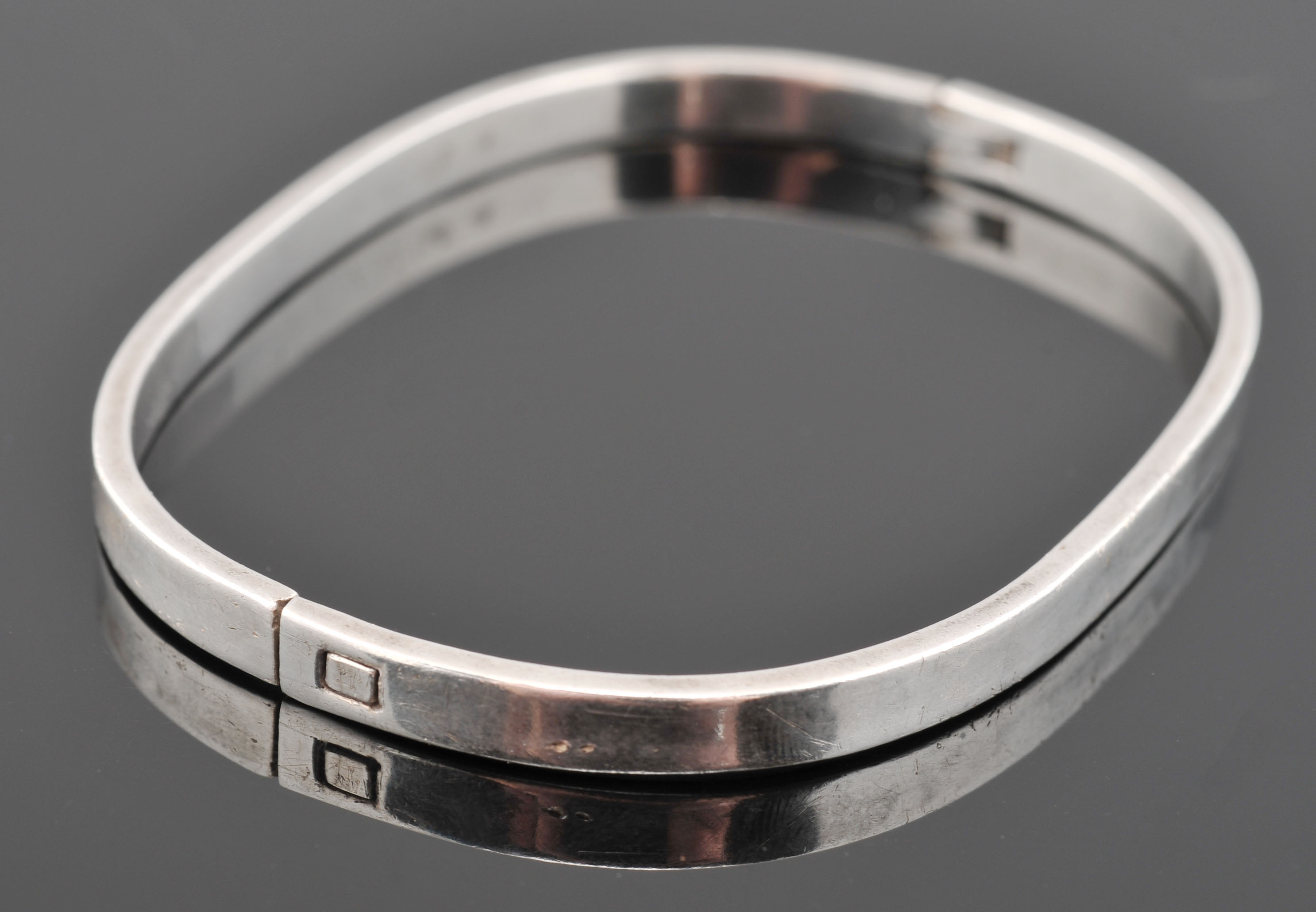 Two Classic Mexican Sterling Silver Hinge Bracelets