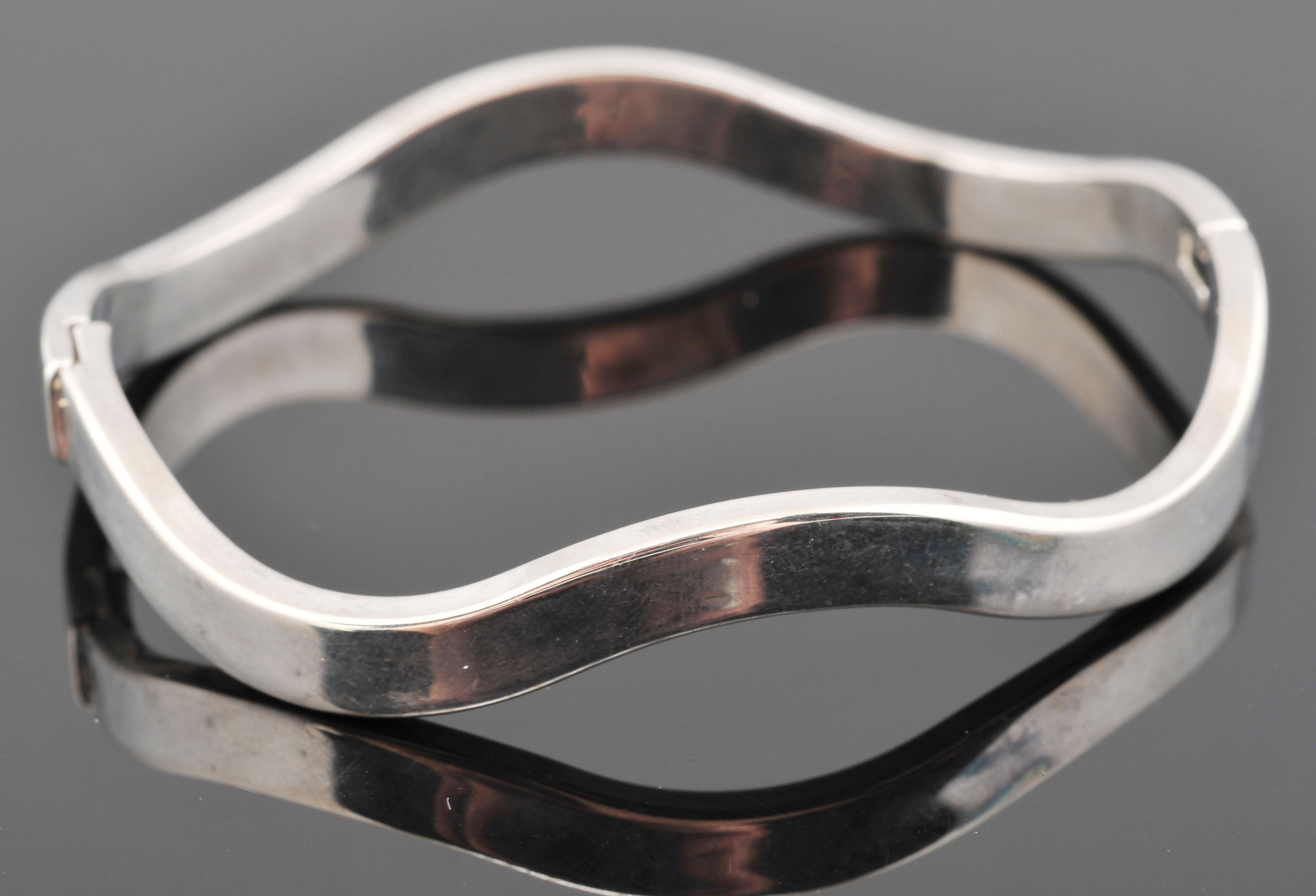 Two Classic Mexican Sterling Silver Hinge Bracelets