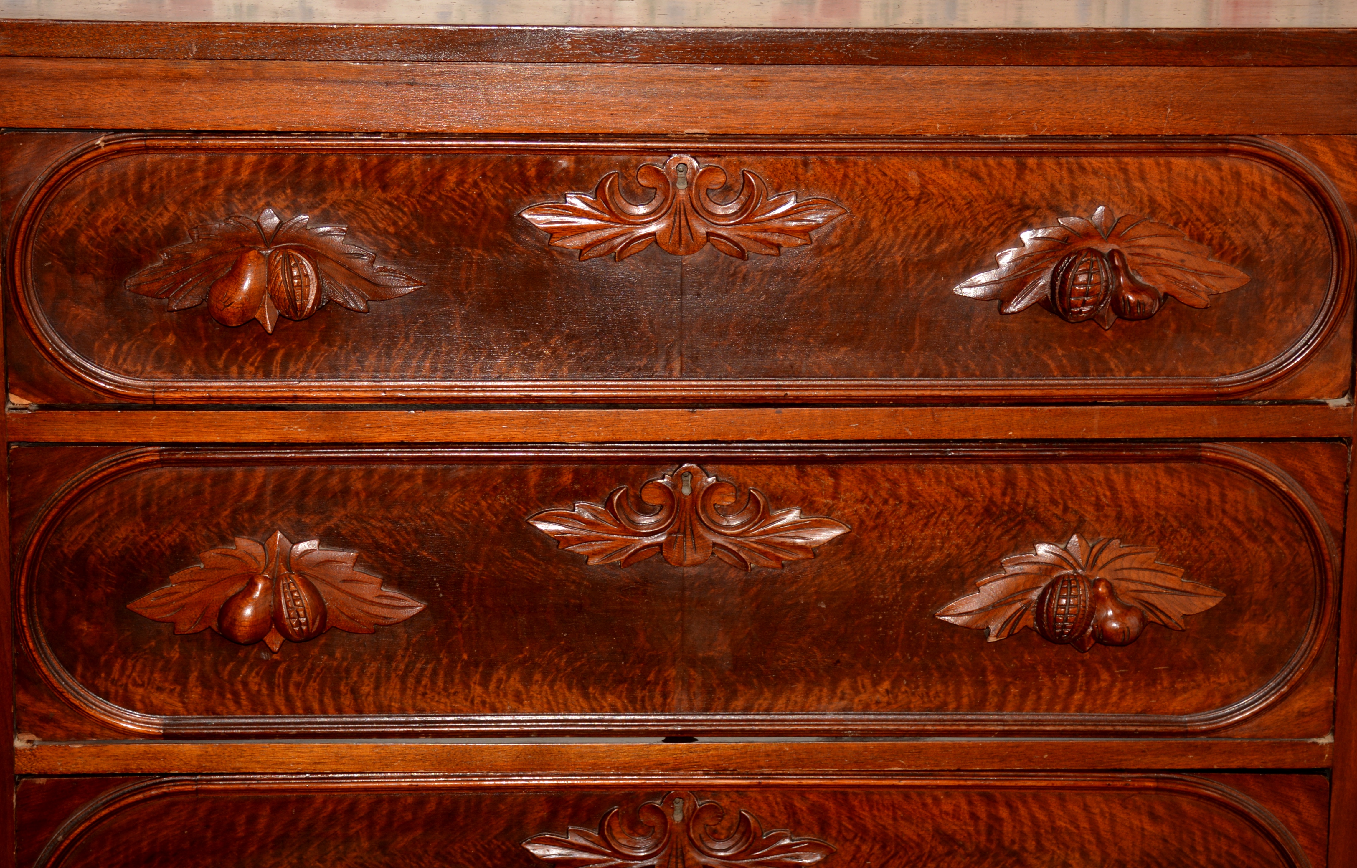 Victorian Chest of Drawers with Hand-Carved Fruit Handles 