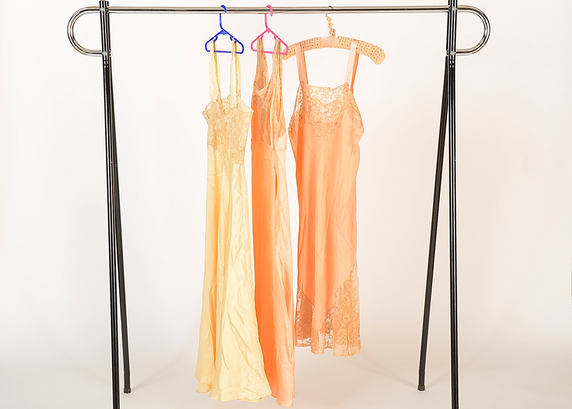 Three Early 20th Century Silk and Lace Nightgowns 