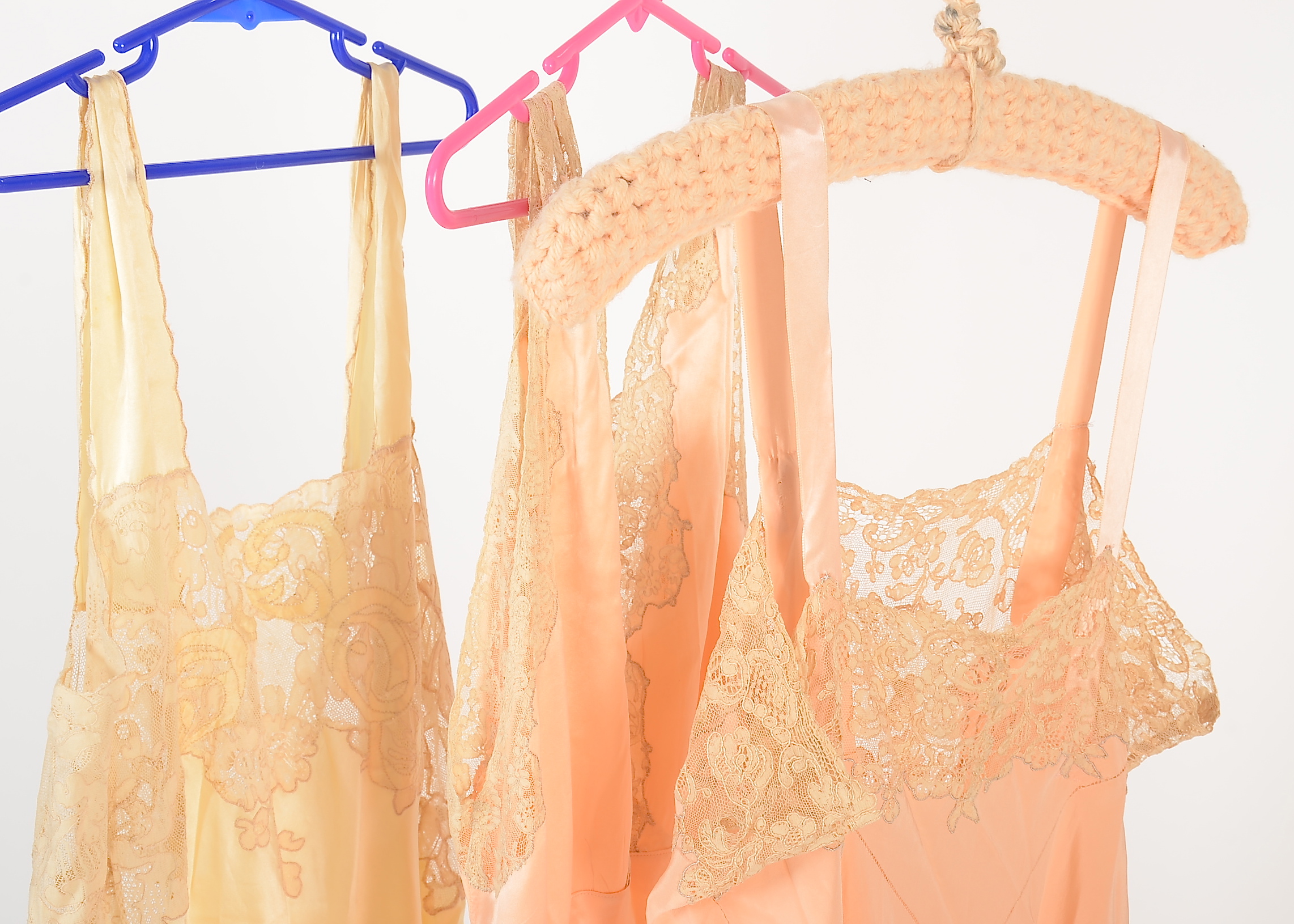 Three Early 20th Century Silk and Lace Nightgowns 