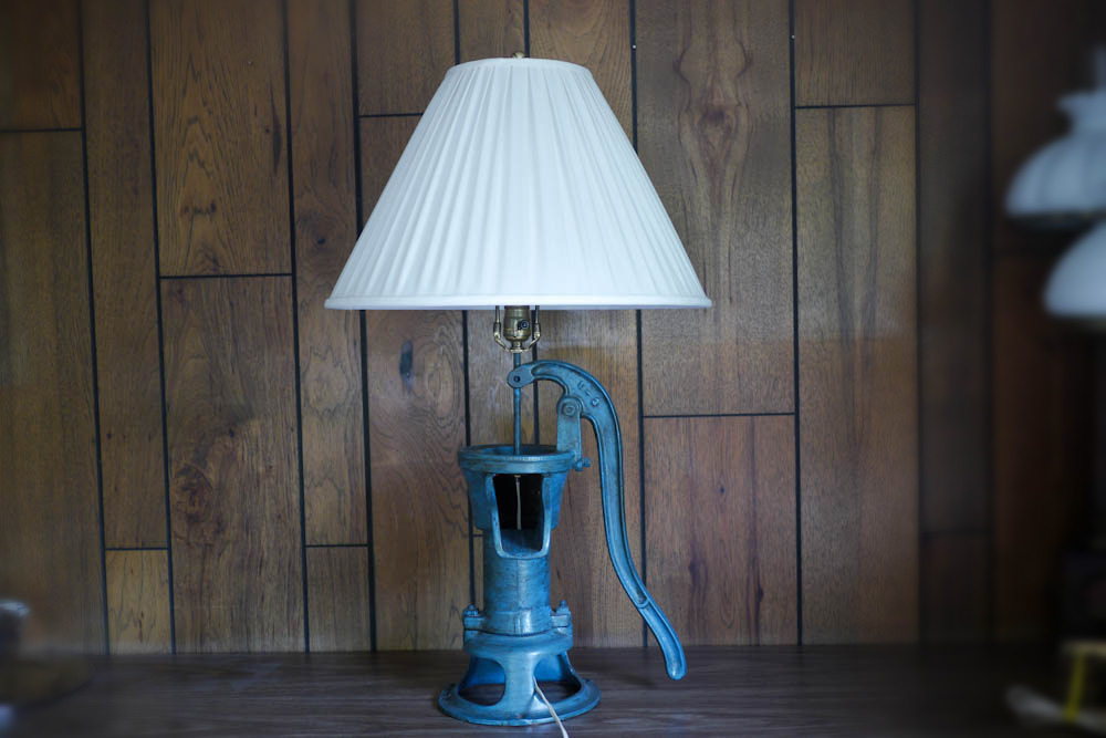 Vintage Well Pump Lamp, Pair