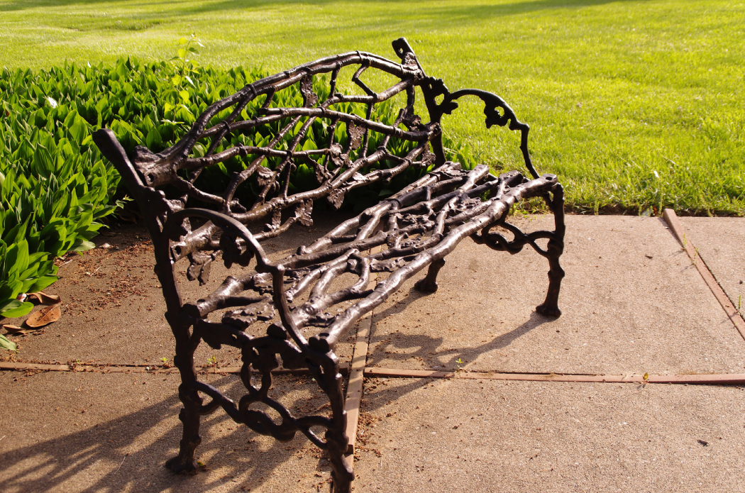 Vintage Cast Iron Love Seat with Branch and Vine Motif