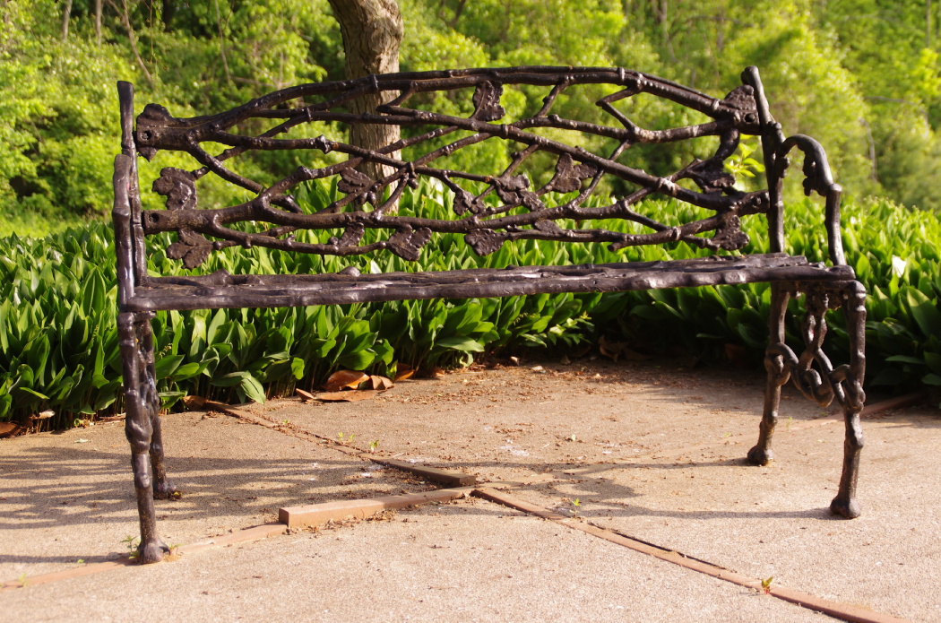 Vintage Cast Iron Love Seat with Branch and Vine Motif