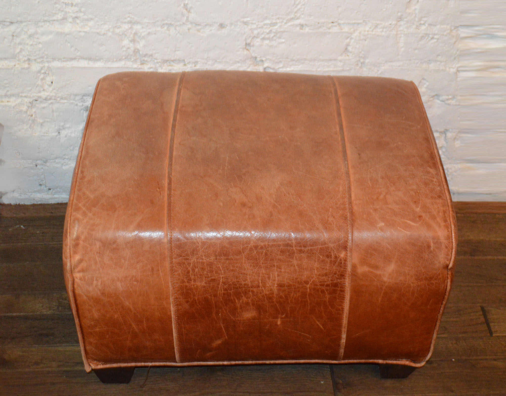Saddle Leather Ottoman from Arhaus
