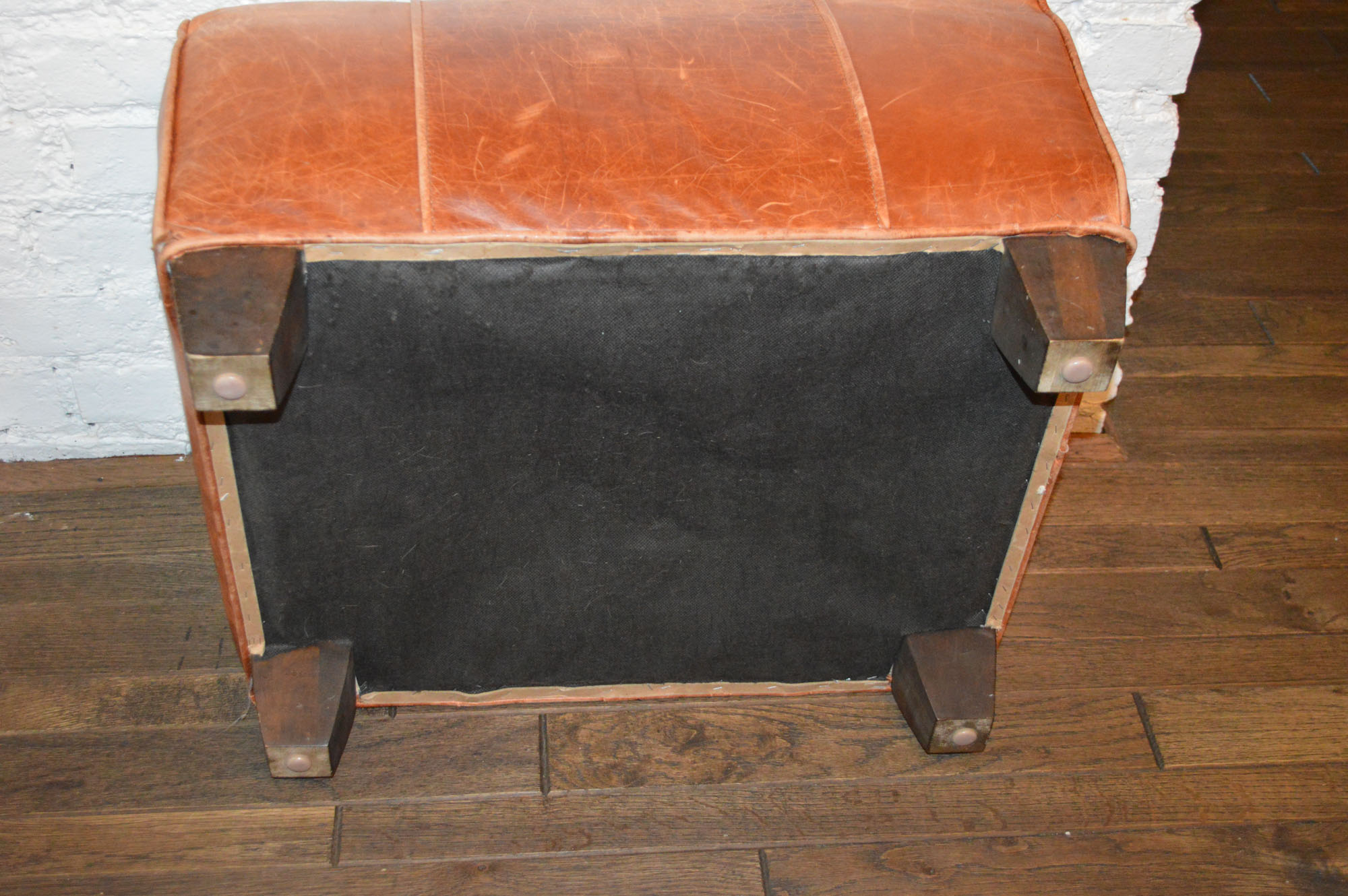 Saddle Leather Ottoman from Arhaus