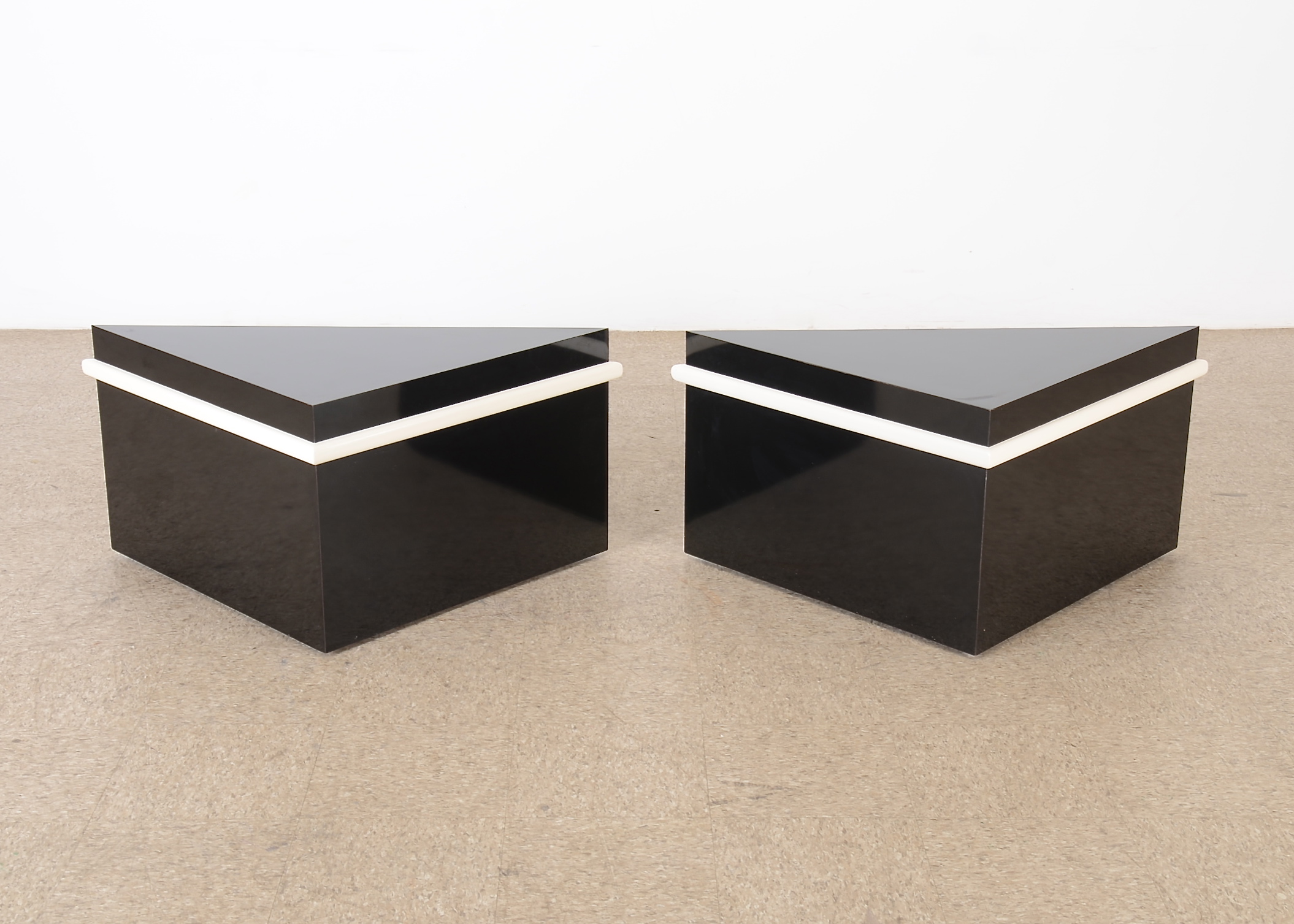 Modern Black Laminate Corner End Tables