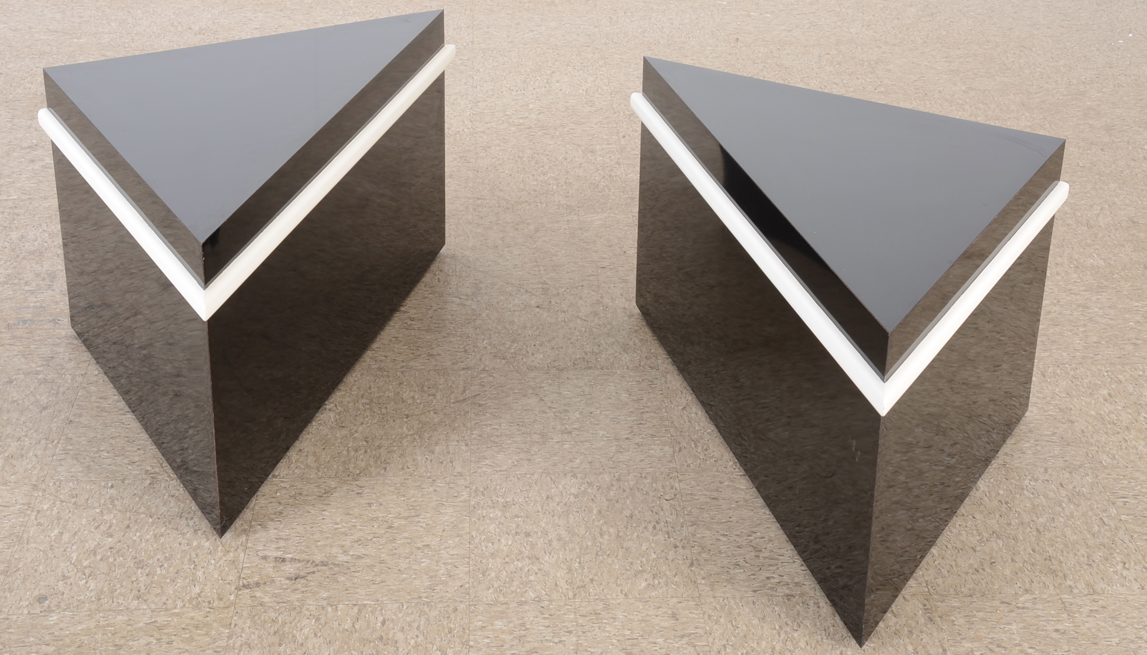 Modern Black Laminate Corner End Tables