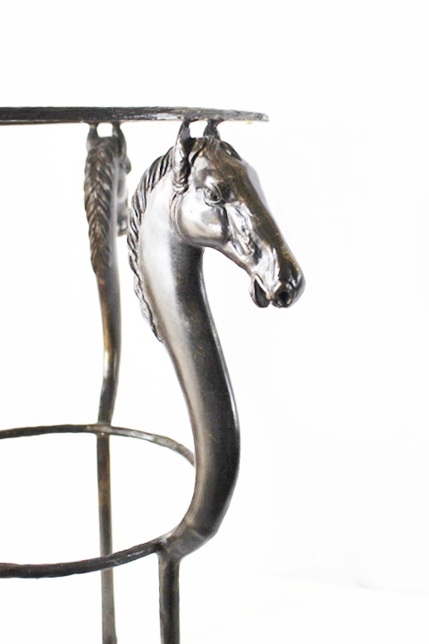 Artisan Created Cast Iron Horse Side Tables with Glass Tops