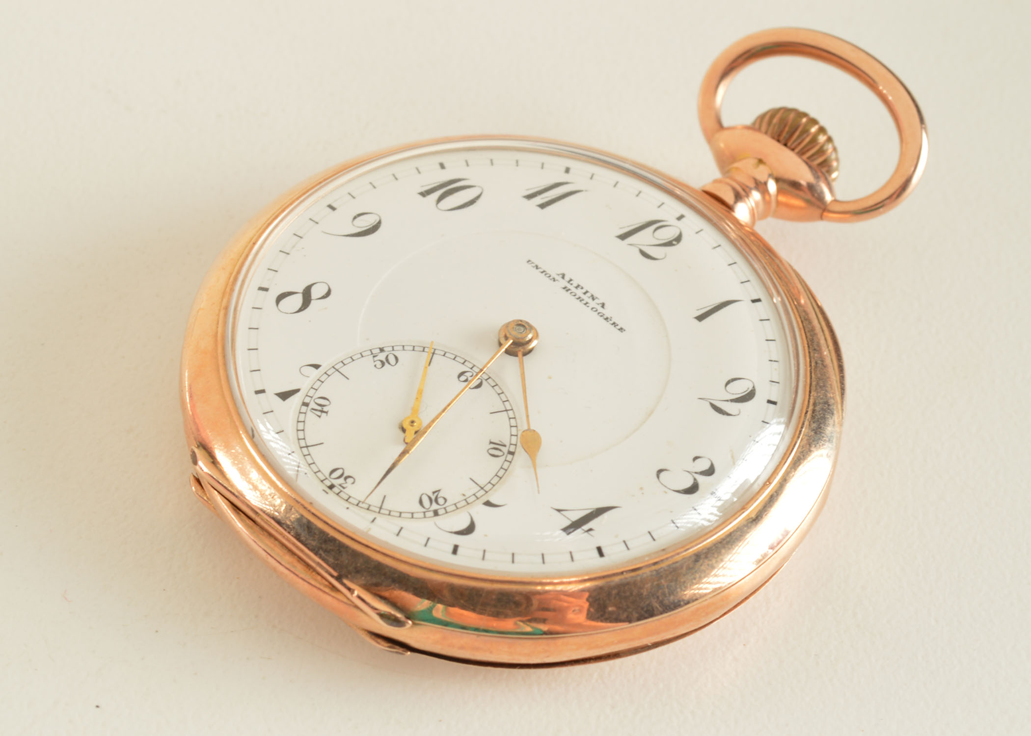 Antique Alpina 585 Gold Swiss Pocket Watch 