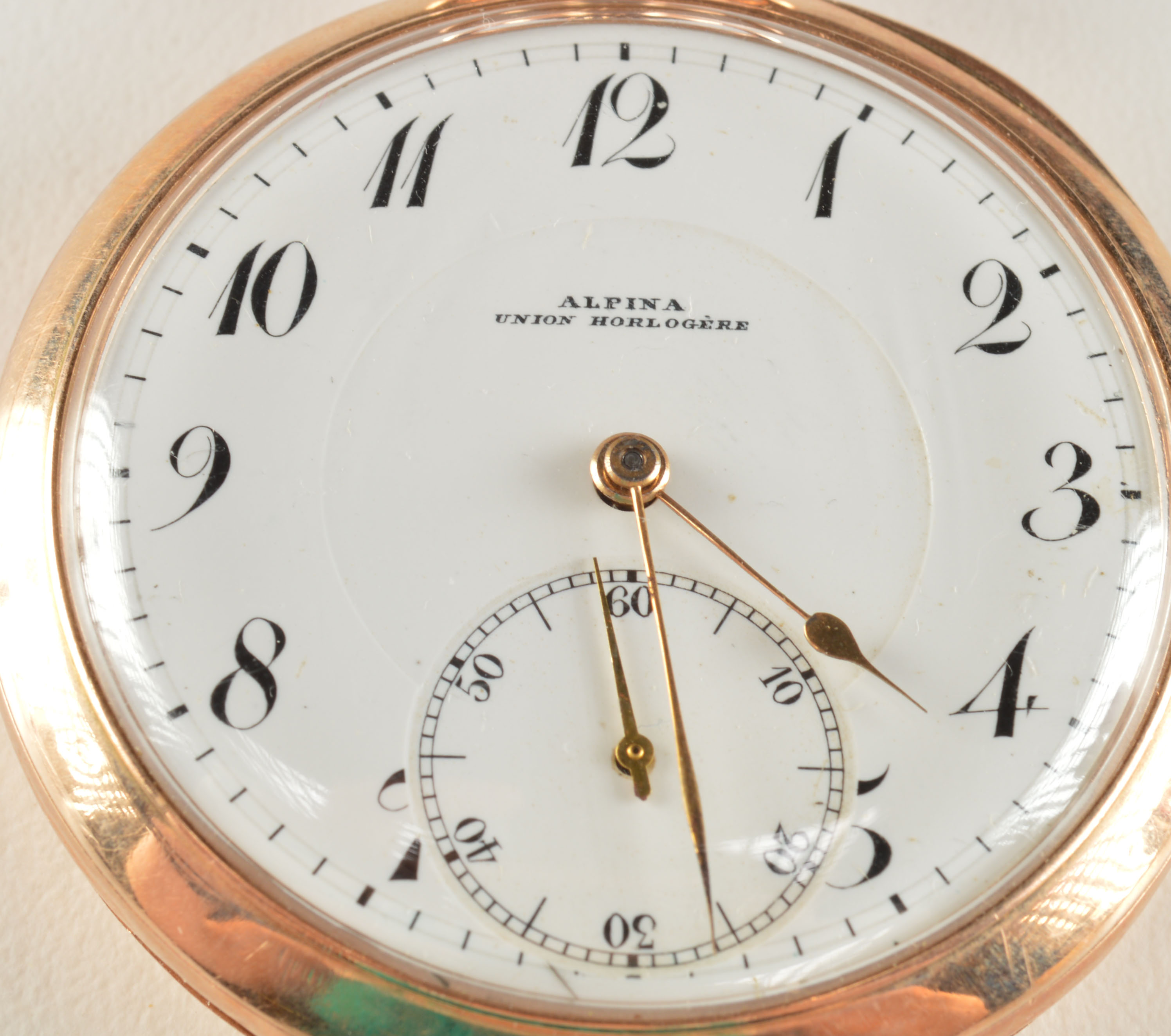 Antique Alpina 585 Gold Swiss Pocket Watch 