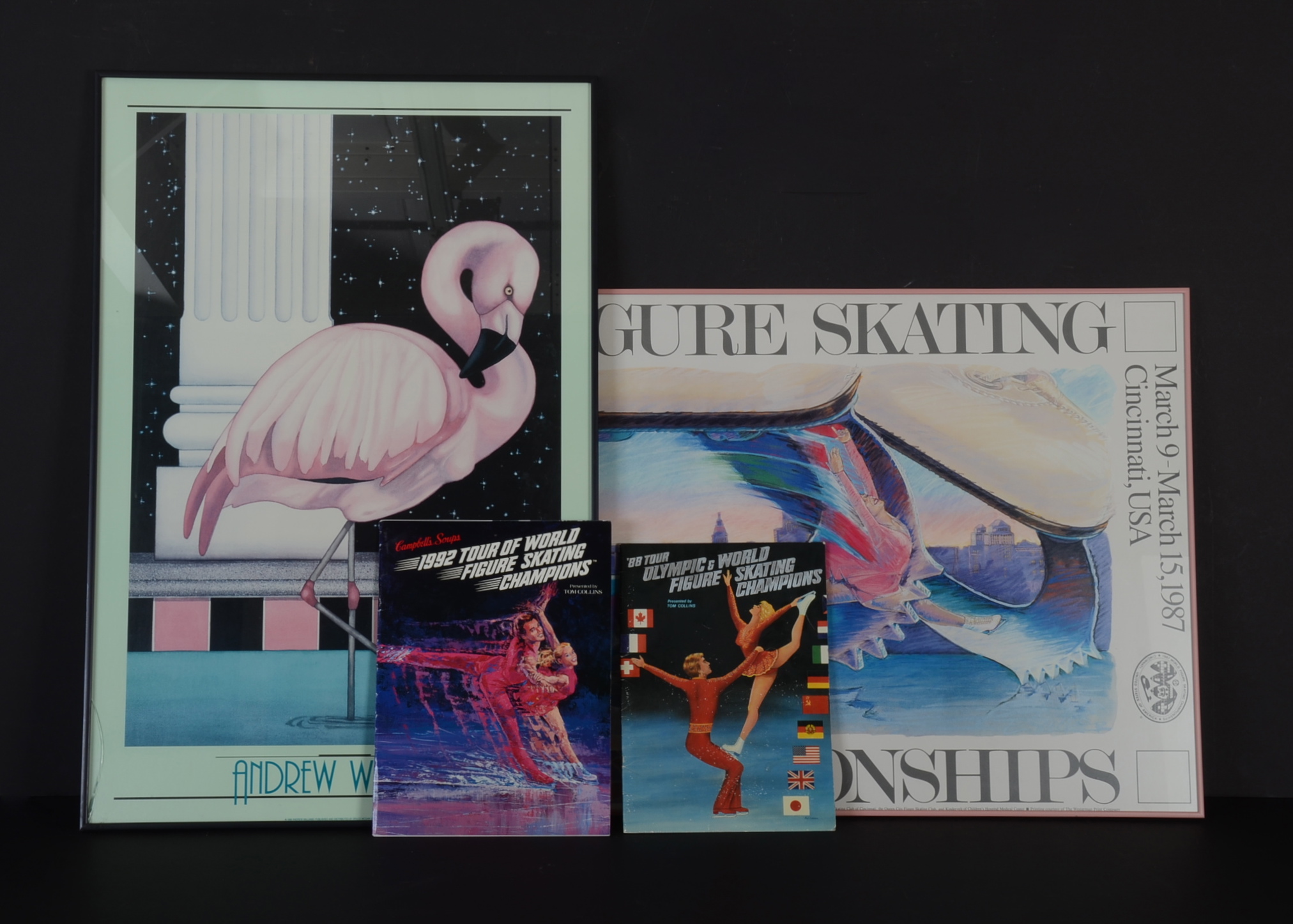 Pair of Framed Posters and Figure Skating Brochures