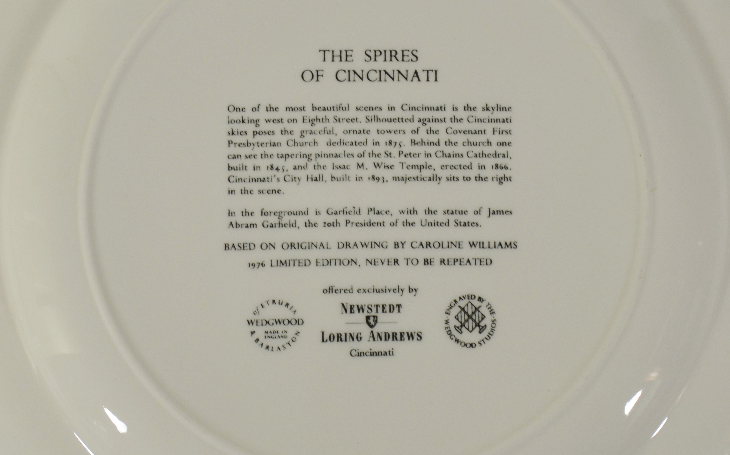  Wedgwood, Newsted Loring Andrews Scenes of Cincinnati Plates 