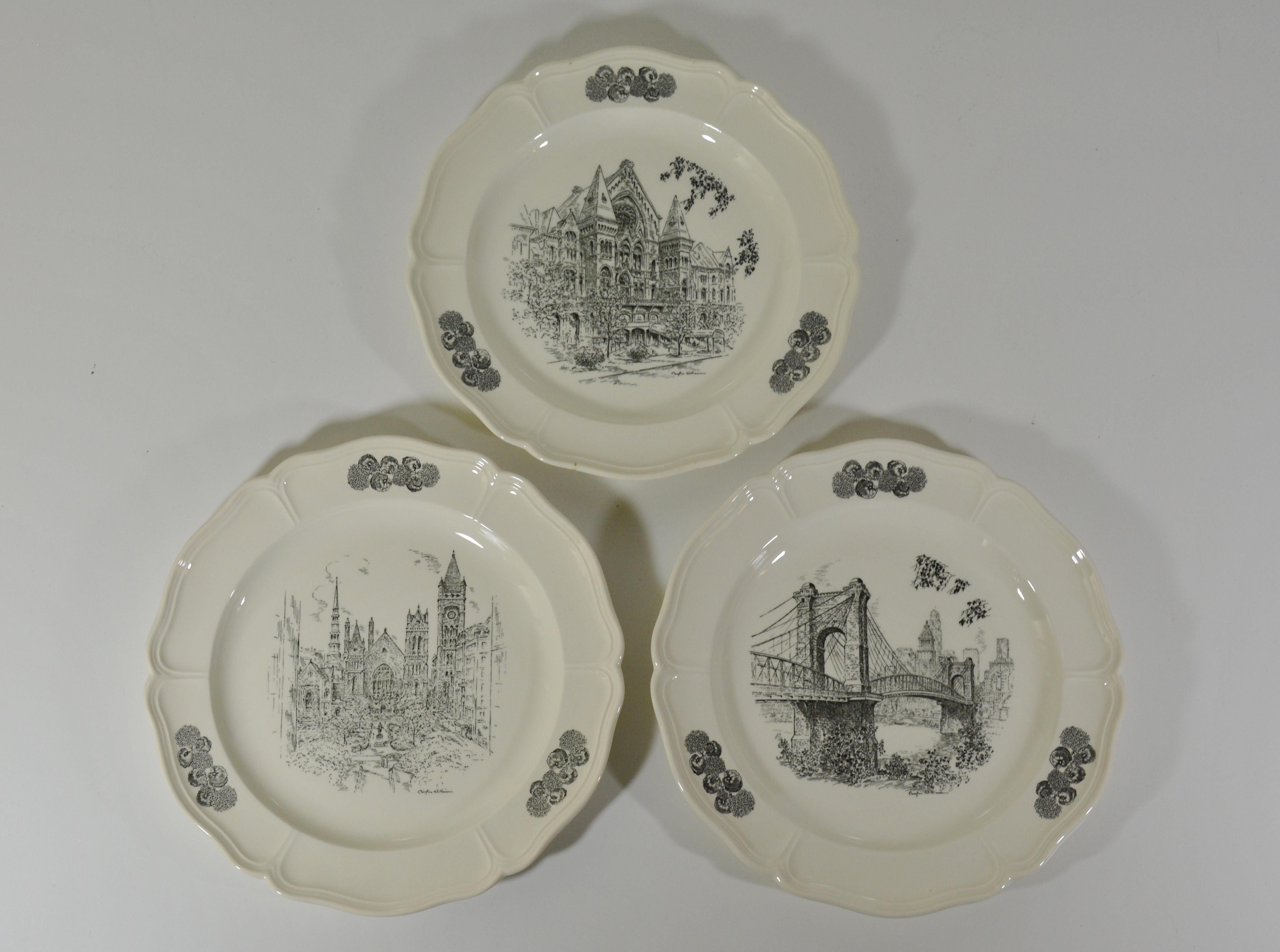  Wedgwood, Newsted Loring Andrews Scenes of Cincinnati Plates 