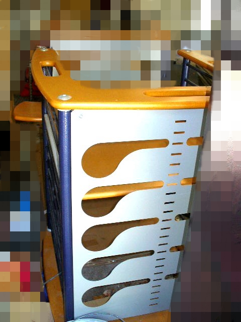 Two Contemporary Computer Desks with Restrainer Straps, Bookcase