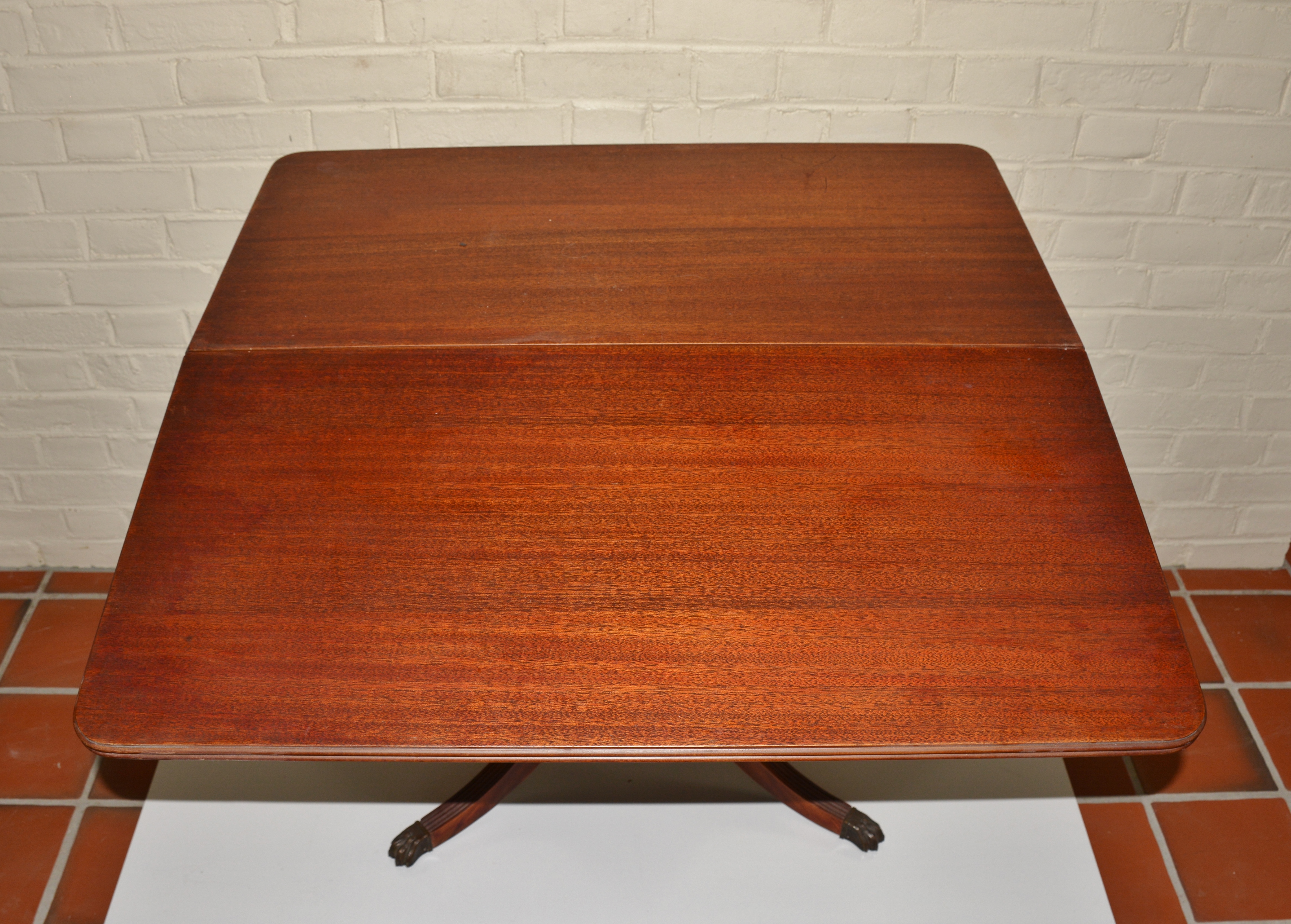 Flip Top Side Table with Brass Lion Paw Feet 