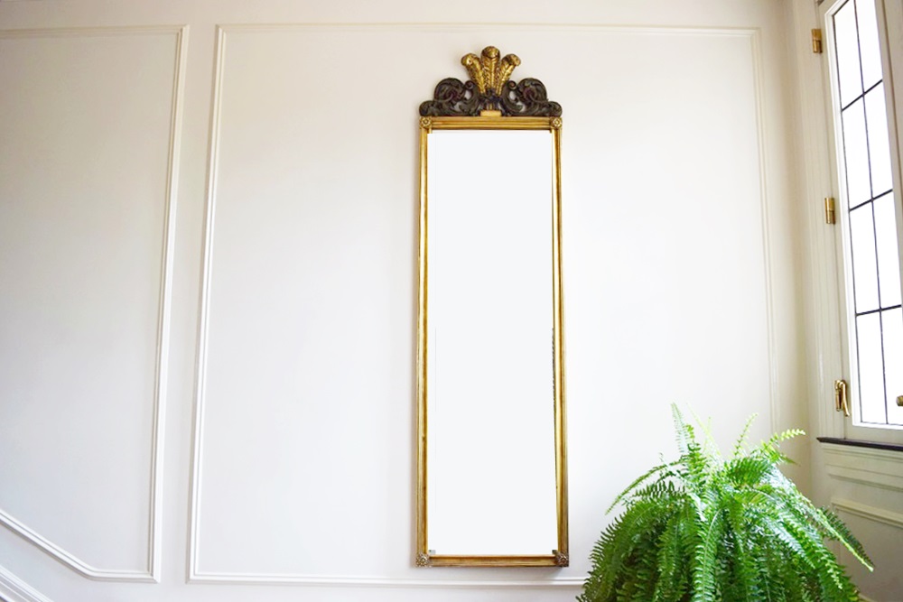 A 19th Century Neoclassical Gilt Pier Mirror with Three Feathers