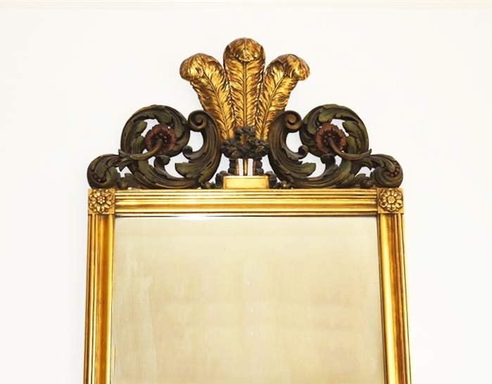 A 19th Century Neoclassical Gilt Pier Mirror with Three Feathers