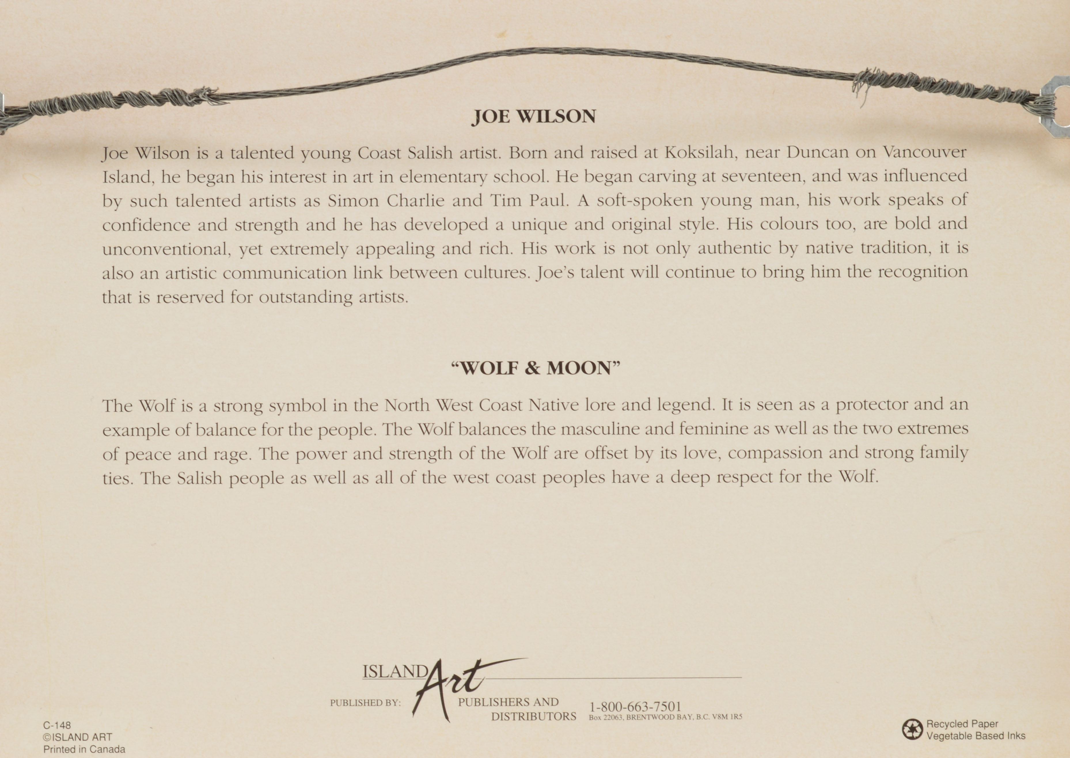 Photo Offset Lithography Joe Wilson Print "Wolf & Moon"