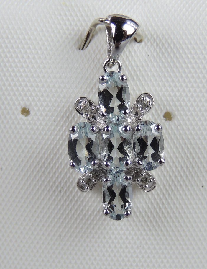 10kt Gold Aquamarine Pendant, Tanzanite Earrings & Amethyst Ring