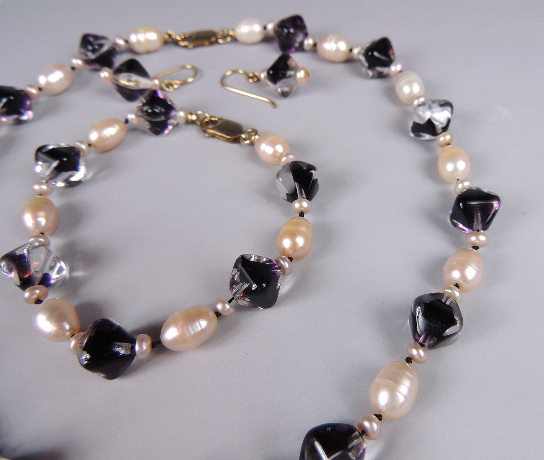 Handcrafted Czechoslovakian Glass Bead and Freshwater Pearl Set