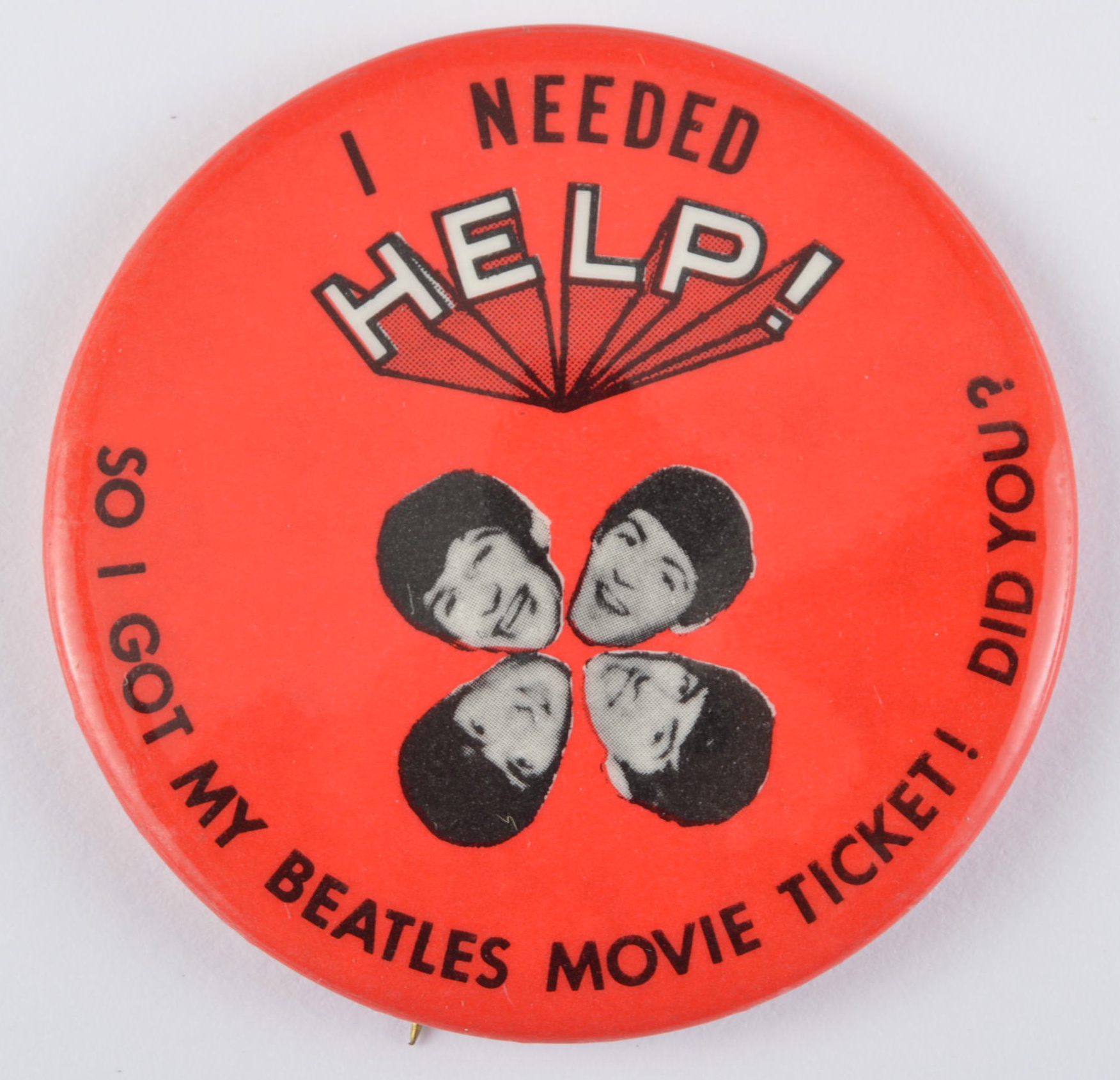 Vintage Beatles "Help" Movie Button