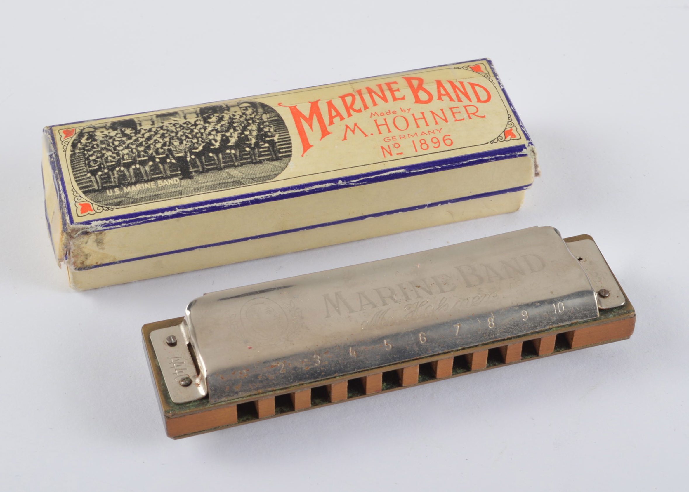 Vintage M. Hoehner Marine Band B Key Harmonica