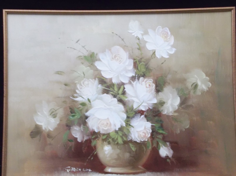 Robert Cox Still Life of Rose Oil Painting on Canvas 