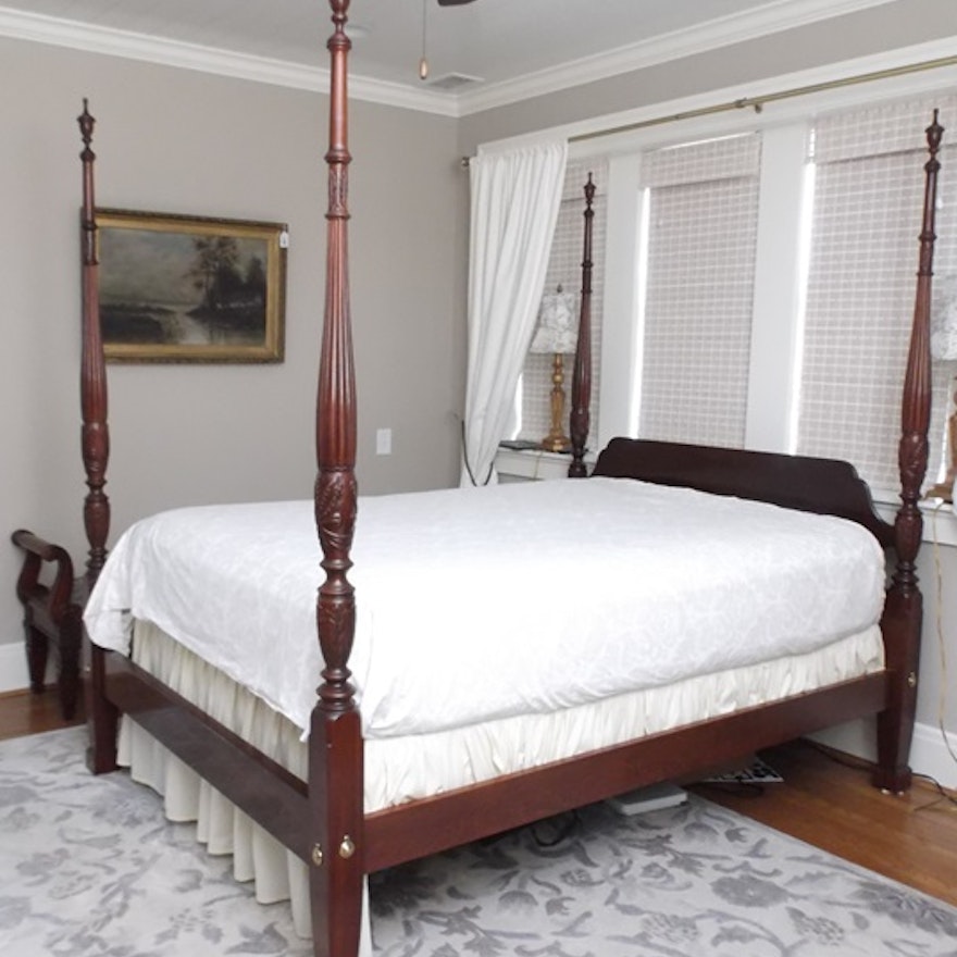 Ethan Allen Charleston Style Queen Size Four Poster Rice Bed