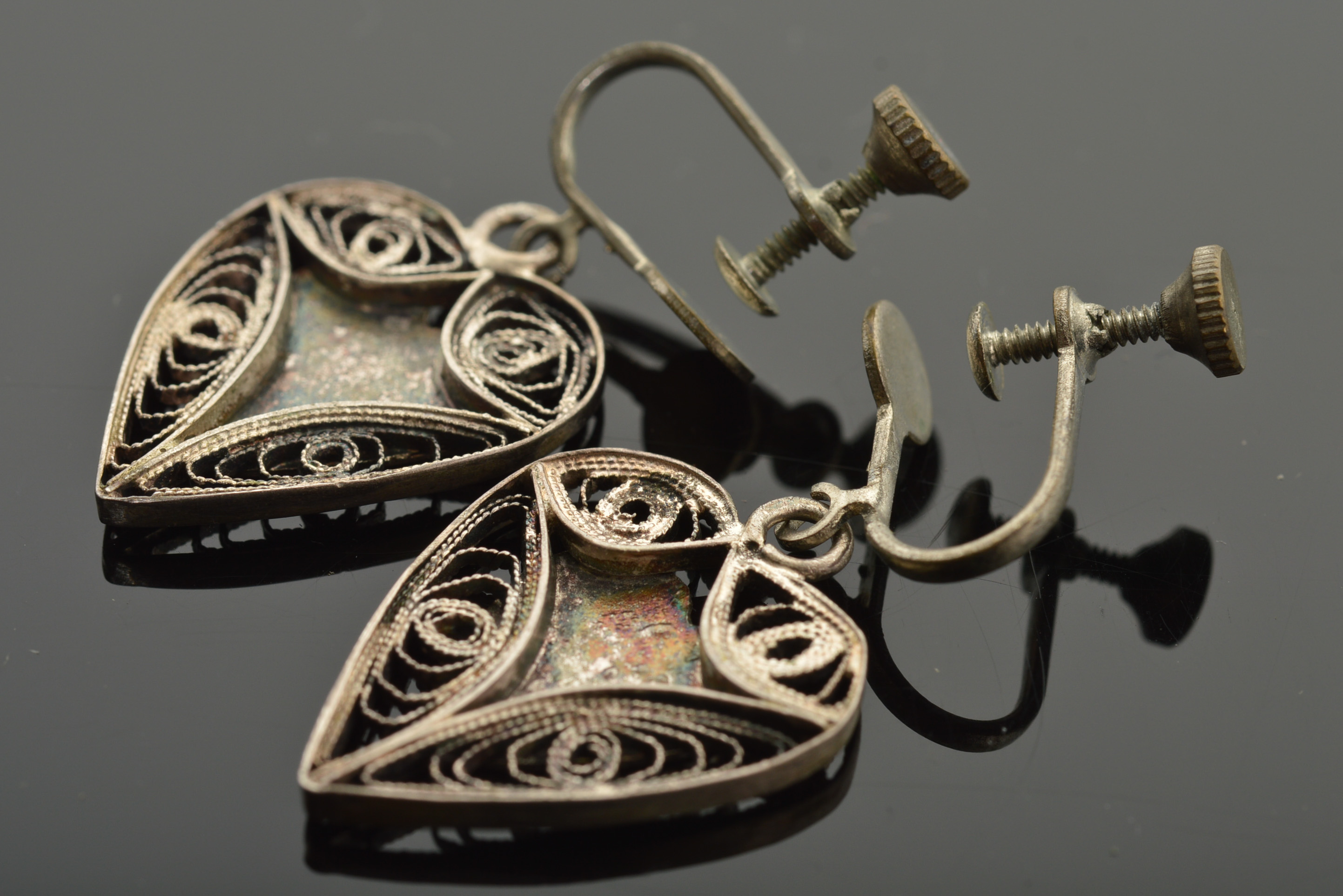 Dancraft Sterling Earrings and Engraved Heart Earrings 