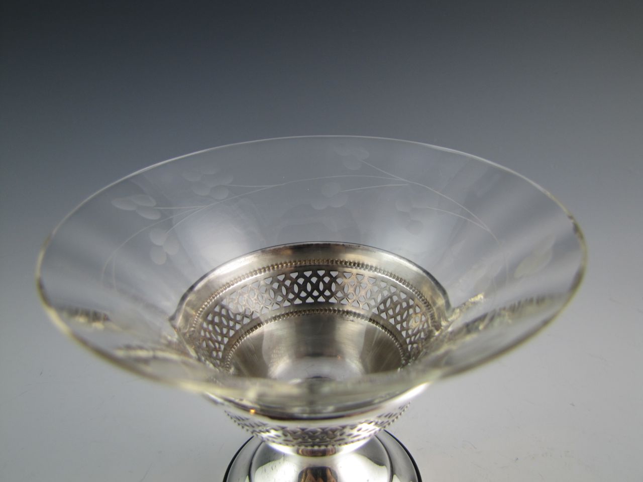 Antique Sterling Silver Dessert Cups With Glass Inserts (6)