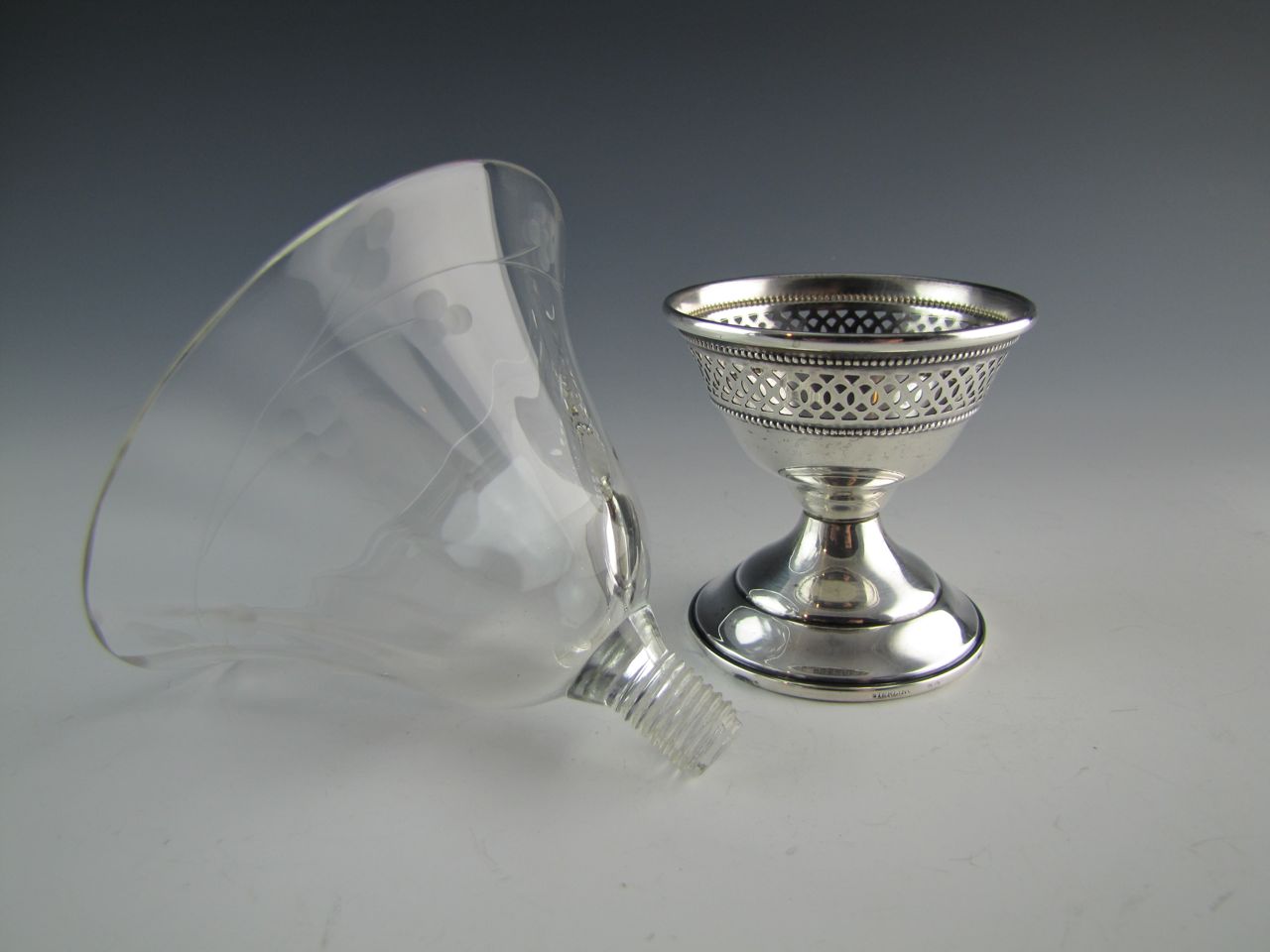 Antique Sterling Silver Dessert Cups With Glass Inserts (6)