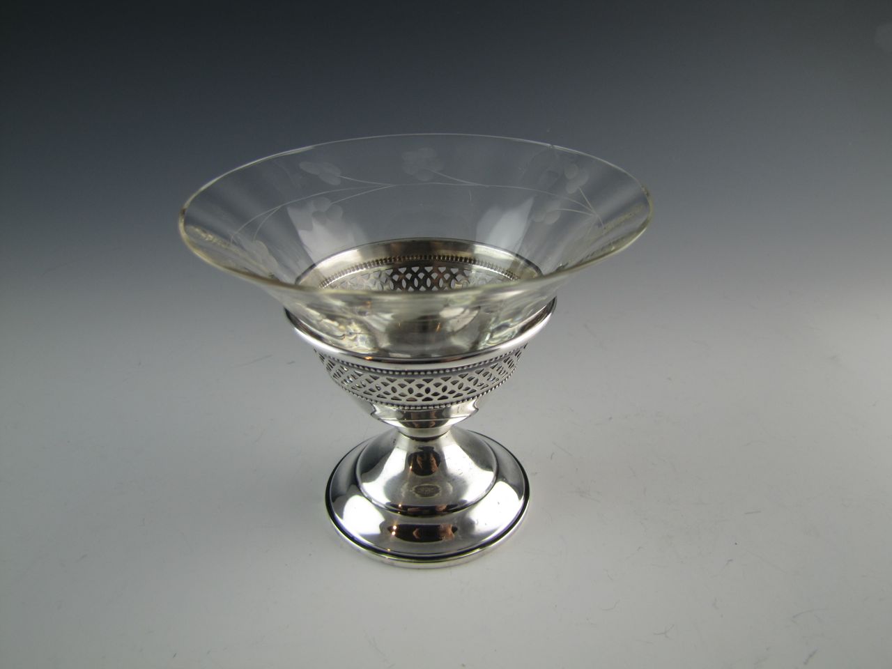 Antique Sterling Silver Dessert Cups With Glass Inserts (6)