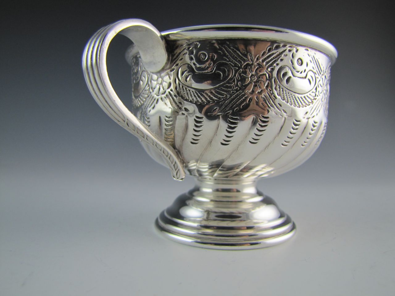 Old Sheffield Hand-Chased Punch Bowl with Twelve Cups