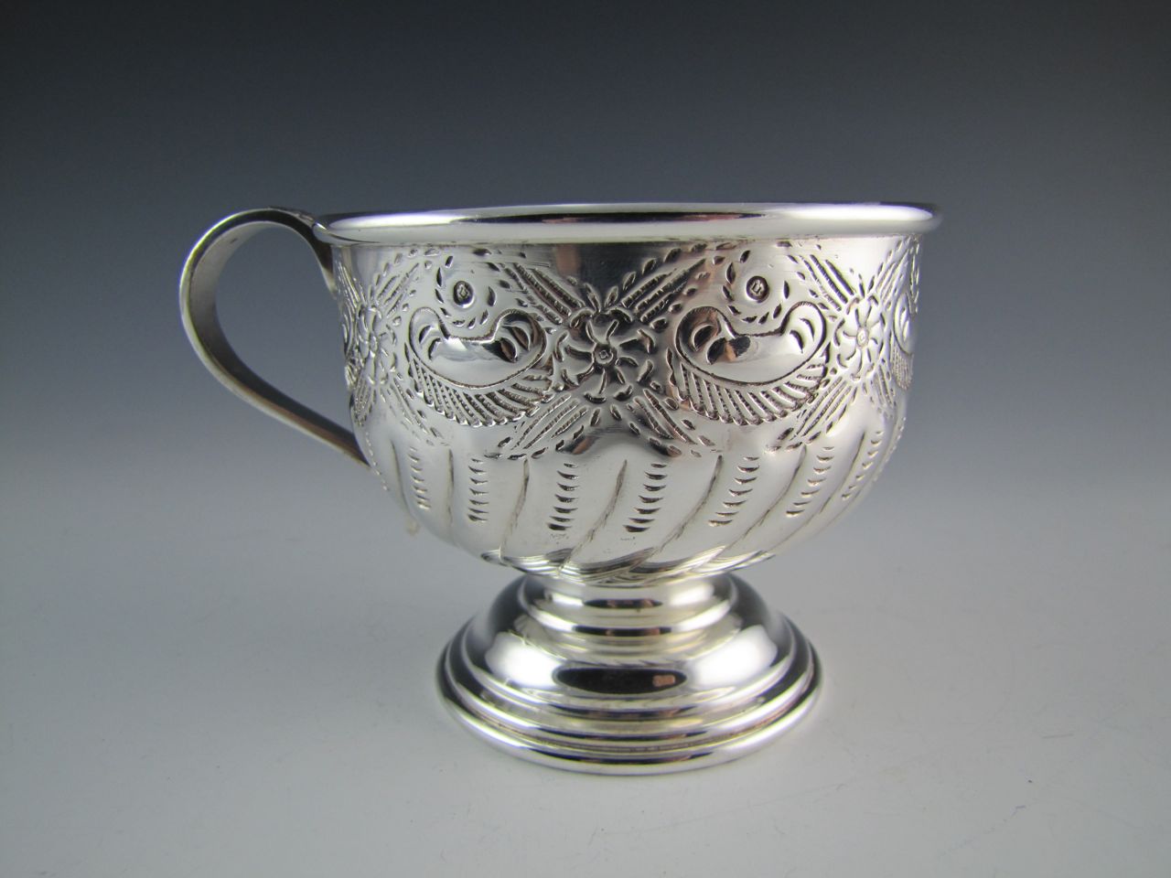 Old Sheffield Hand-Chased Punch Bowl with Twelve Cups