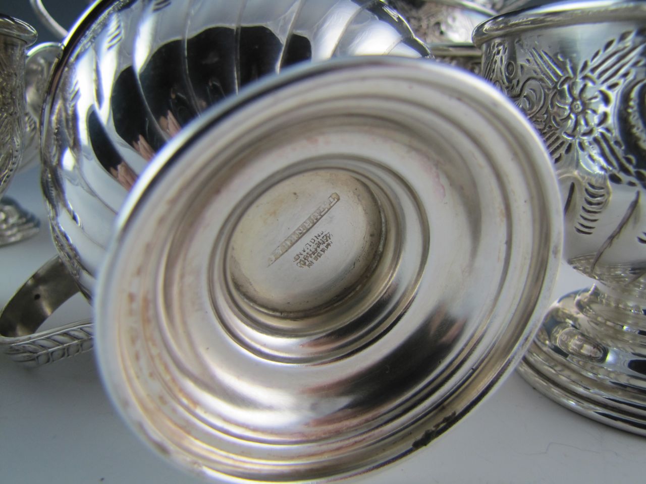Old Sheffield Hand-Chased Punch Bowl with Twelve Cups