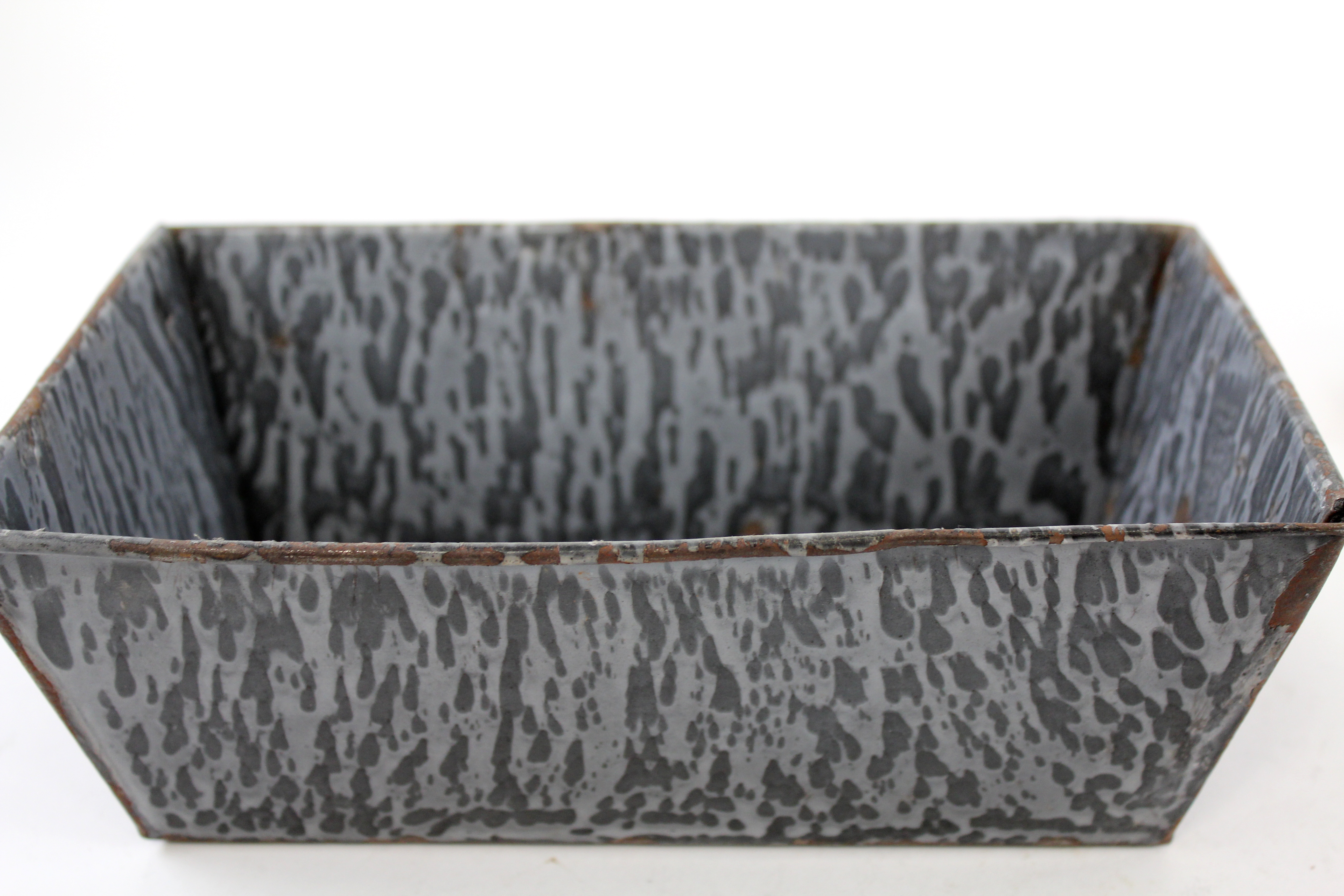 Salt and Pepper Shakers with Stand and Three Vintage Bread Pans