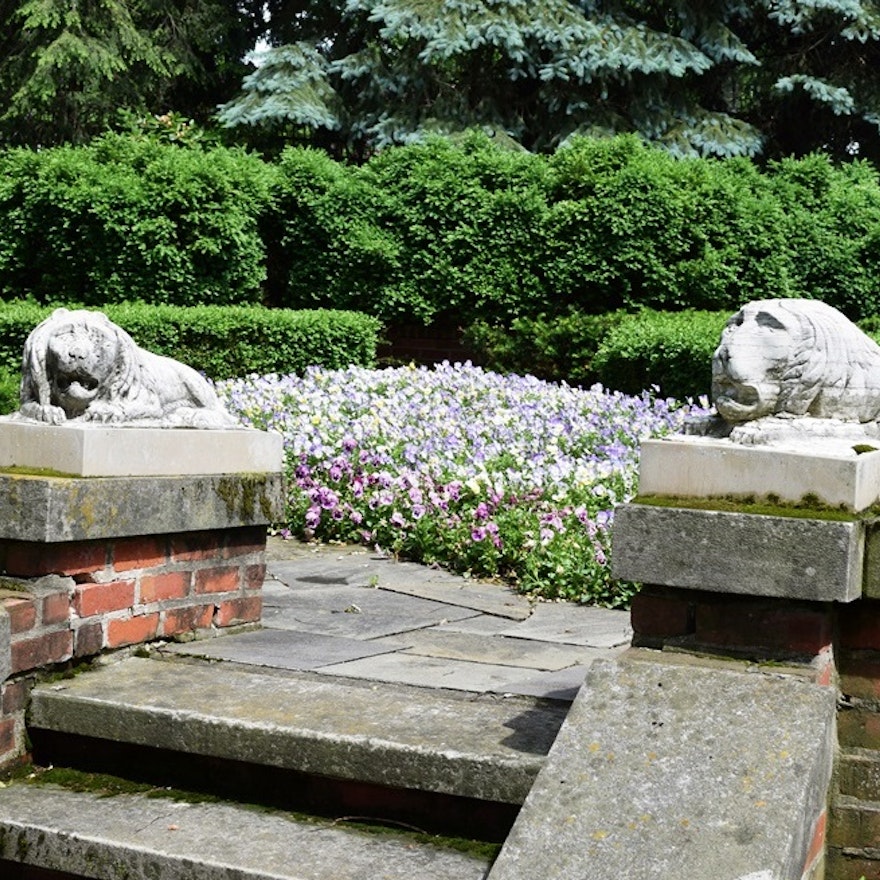 A Pair of Magnificent 19th Century Carved White Marble Lions