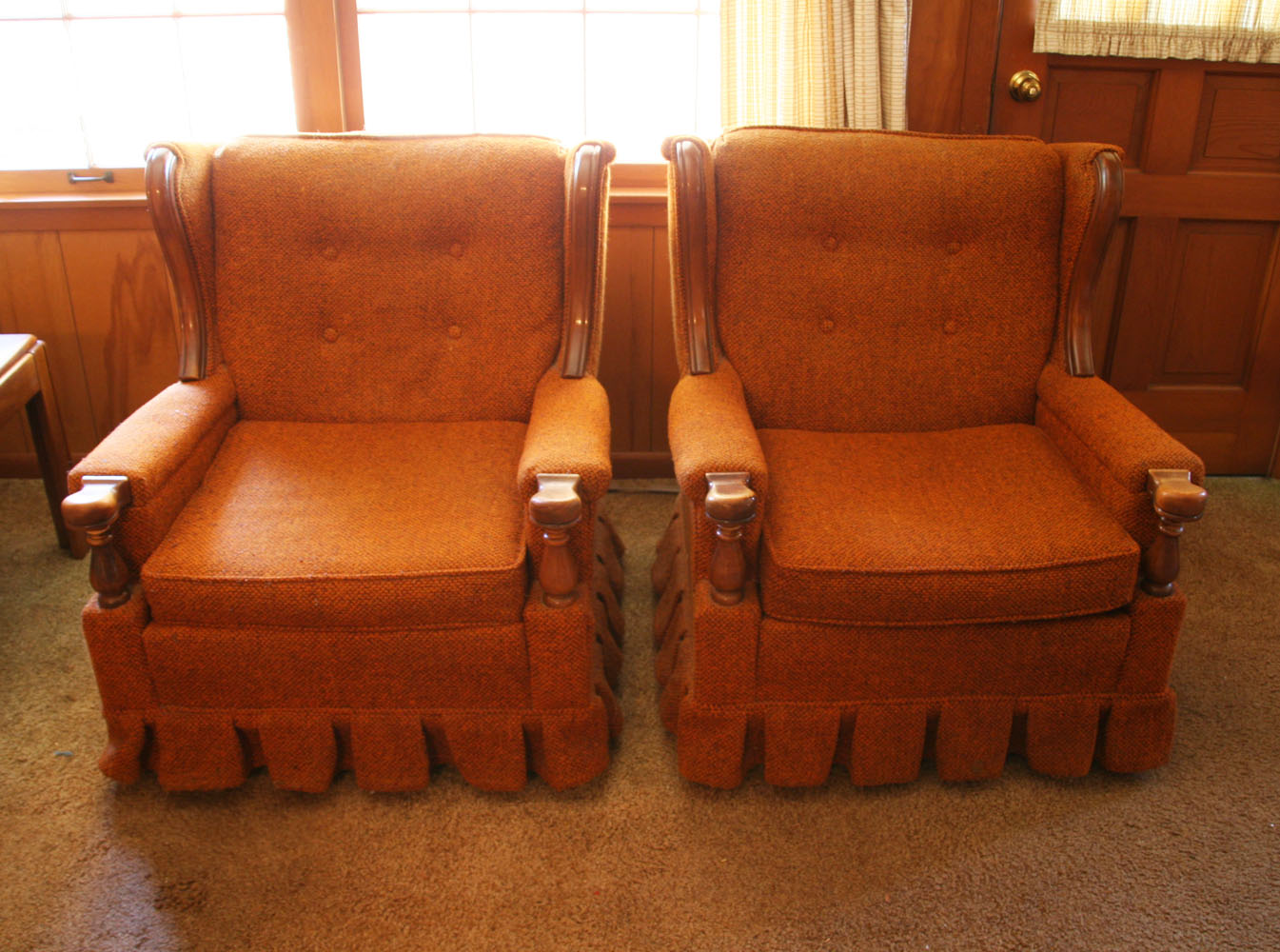 Pair of Vintage 1970s Orange Armchairs