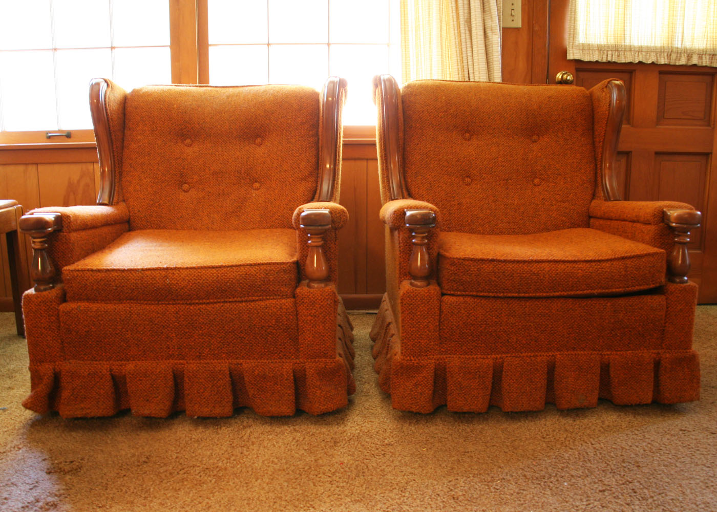 Pair of Vintage 1970s Orange Armchairs