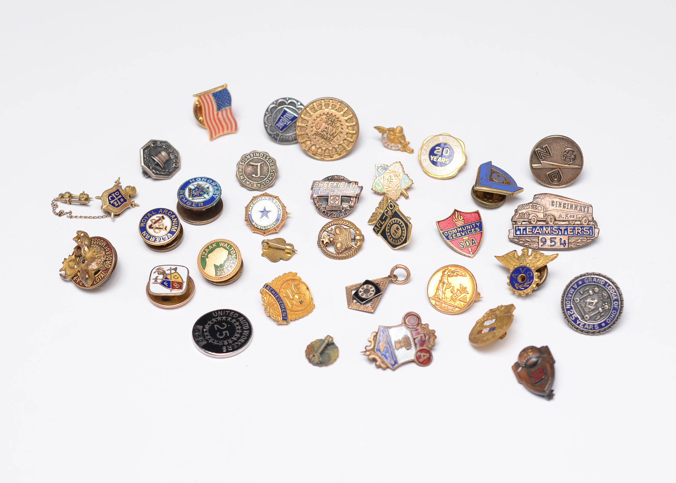 Collection of Vintage Service Lapel Pins and Buttons