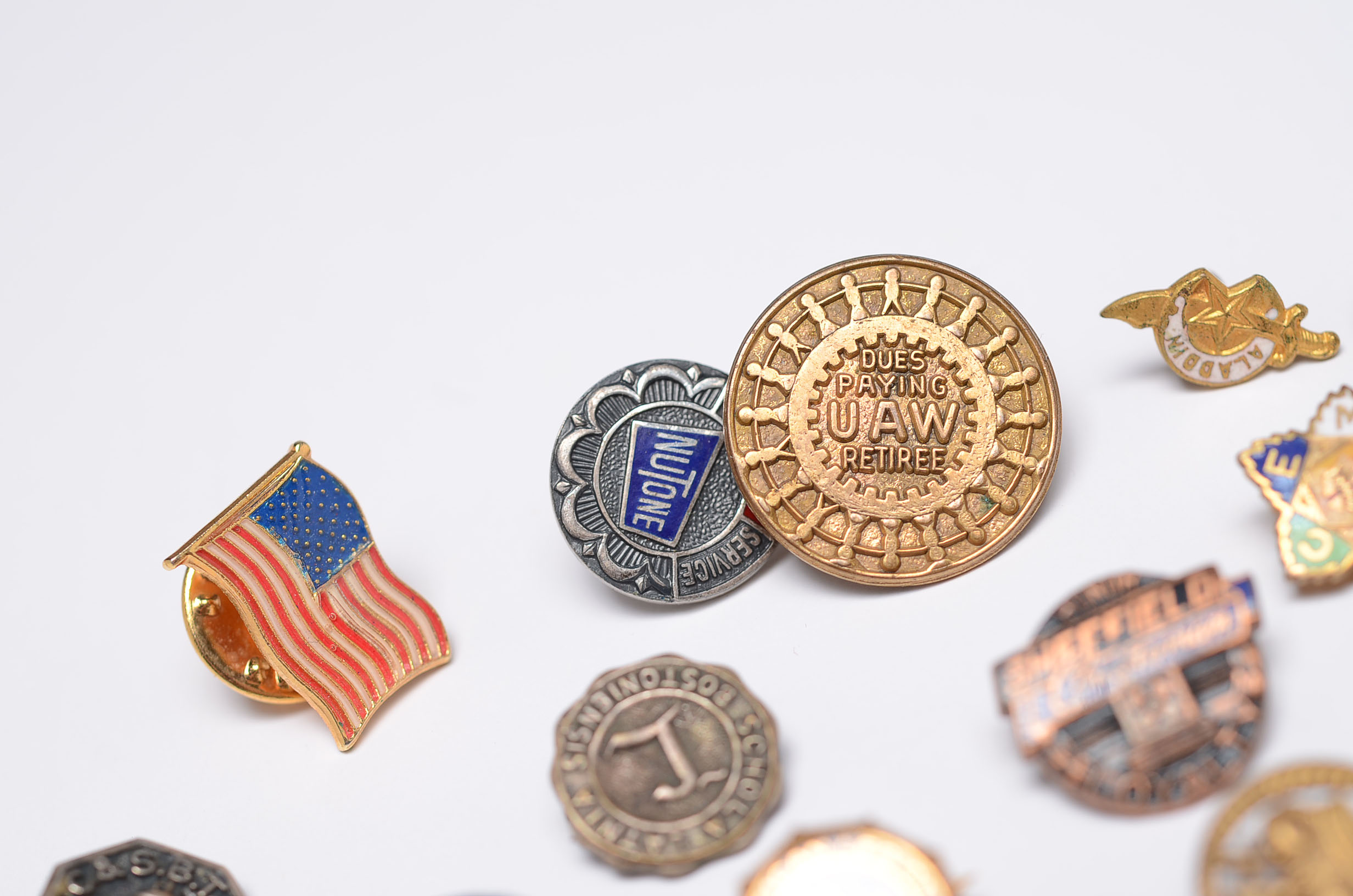 Collection of Vintage Service Lapel Pins and Buttons