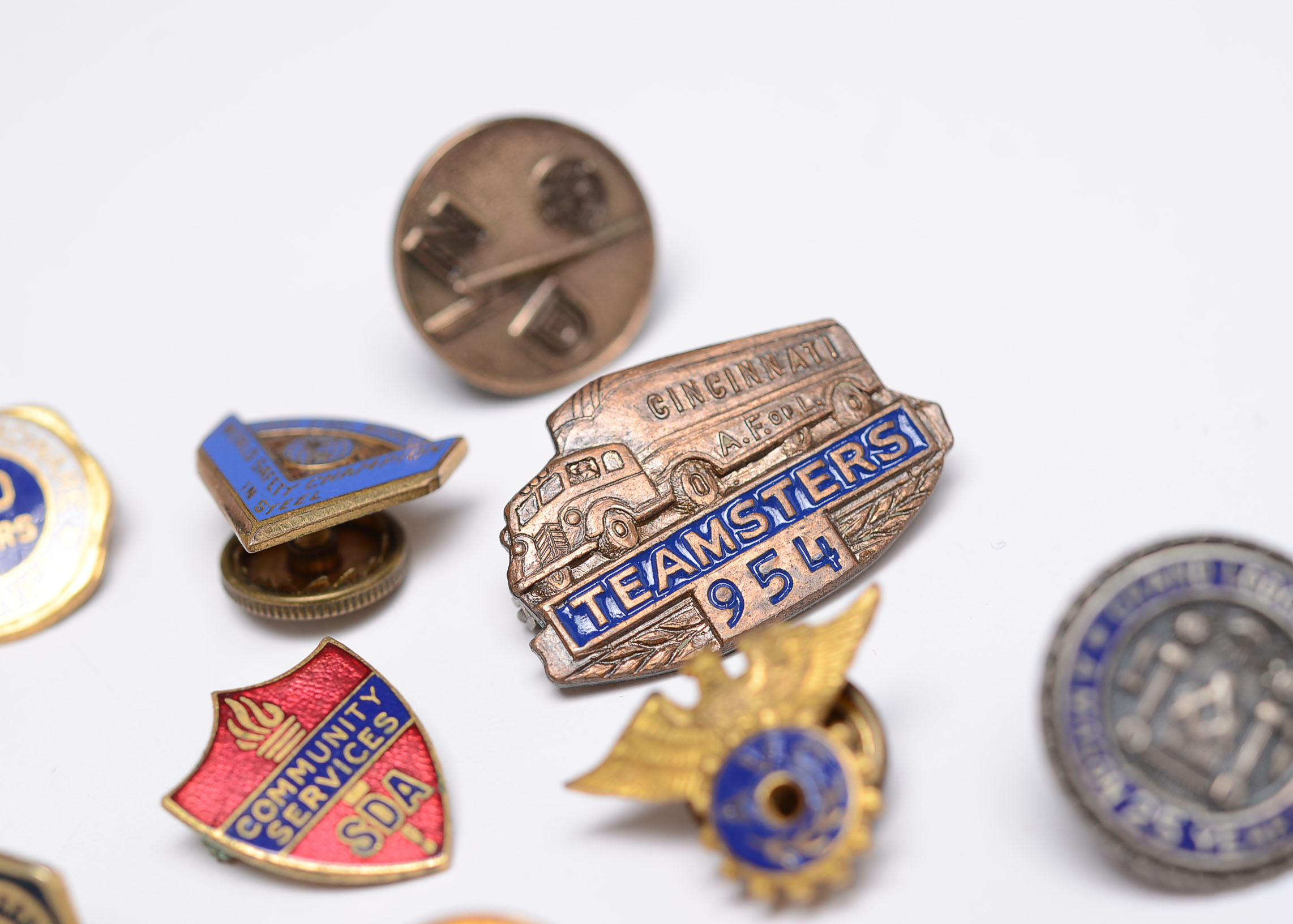 Collection of Vintage Service Lapel Pins and Buttons