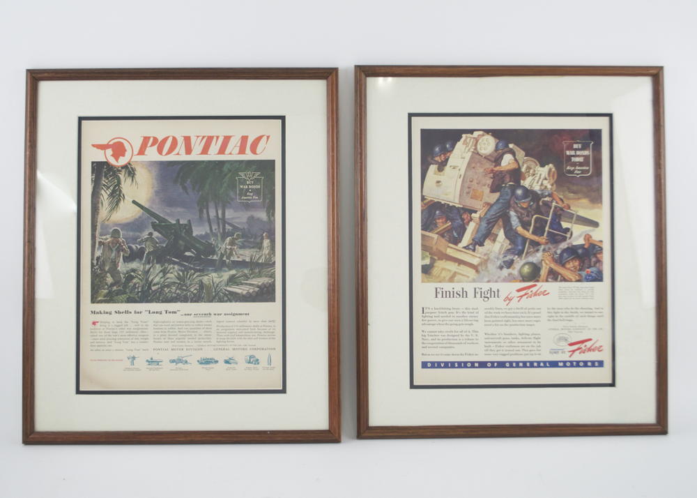 Framed Vintage Advertisements for General Motors