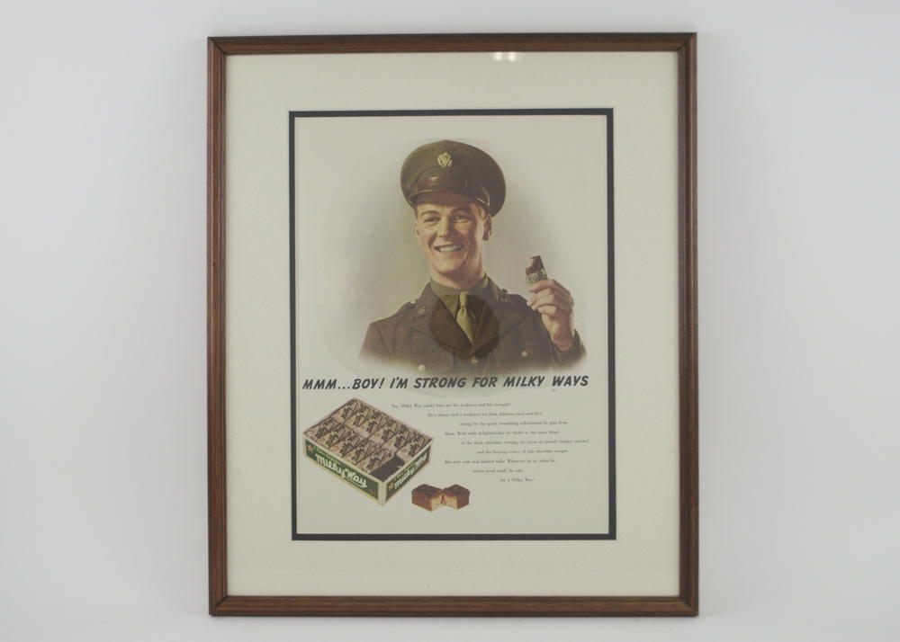 Framed Vintage Advertisement for Milky Way Candy Bars