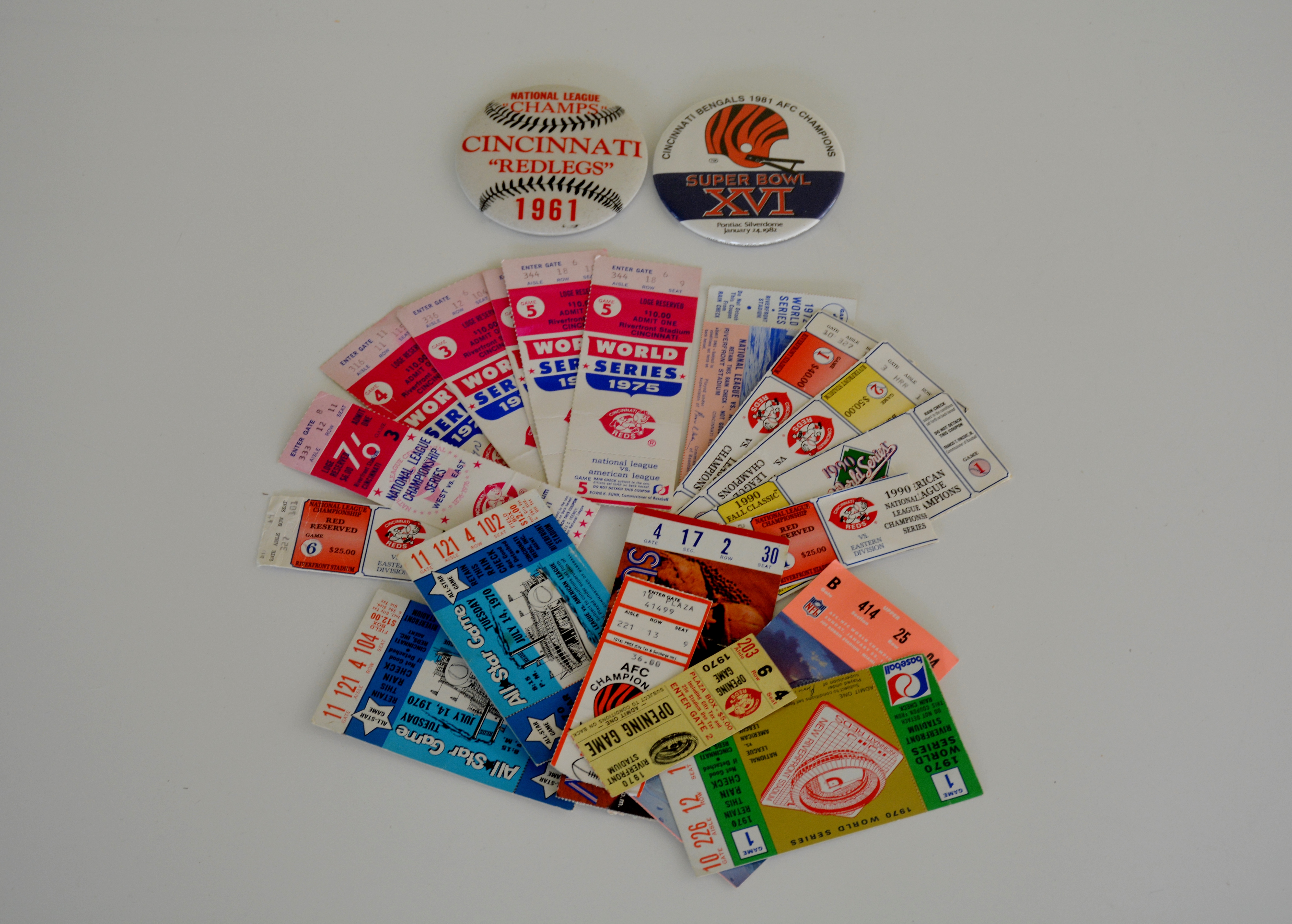 Vintage Sports Ticket Stub and Button Lot
