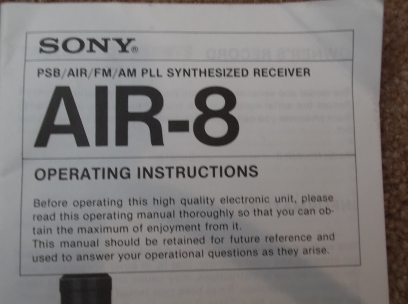 Sony Air-8 Synthesized Receiver
