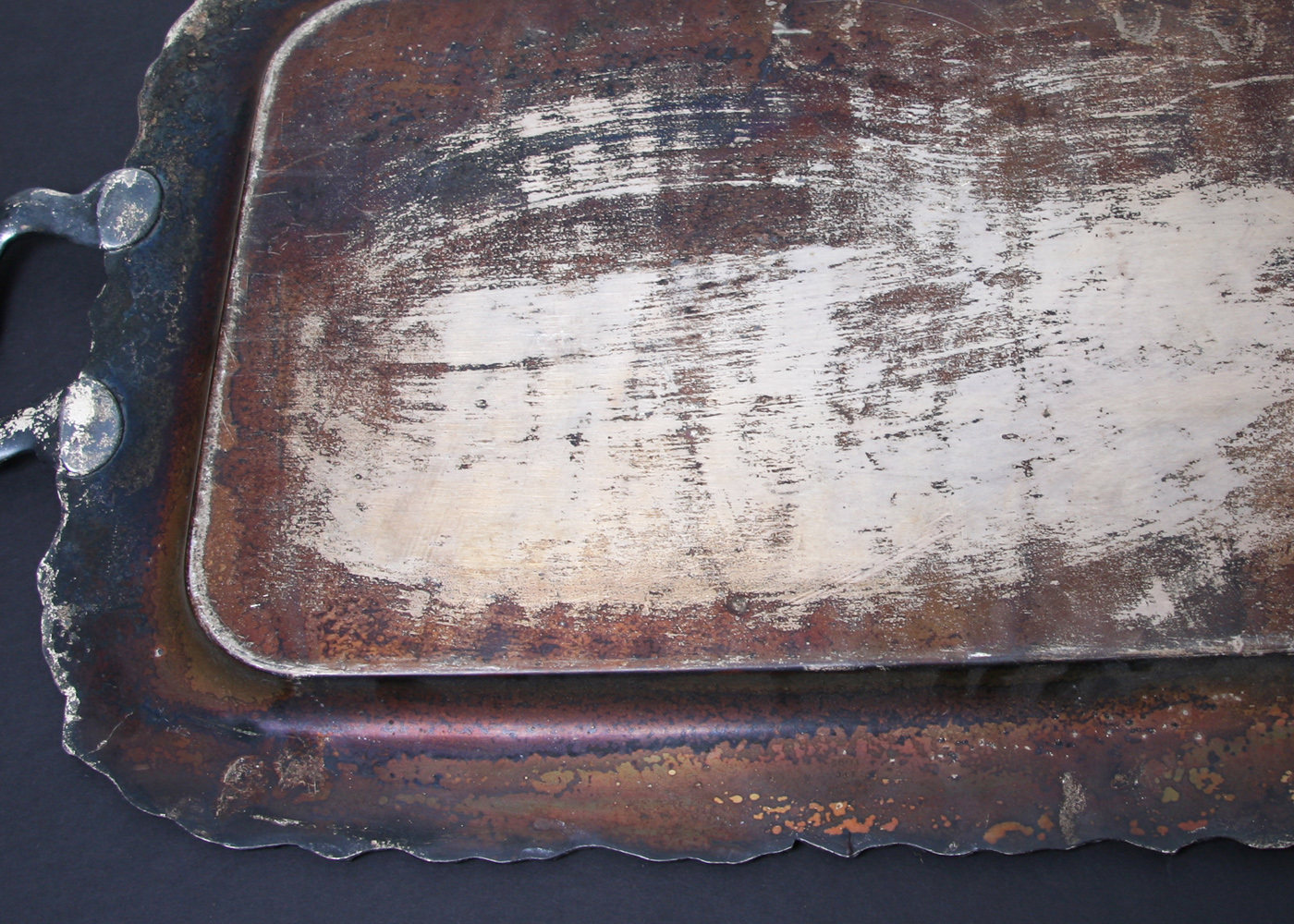Distressed Vintage Silver-Plated Tray