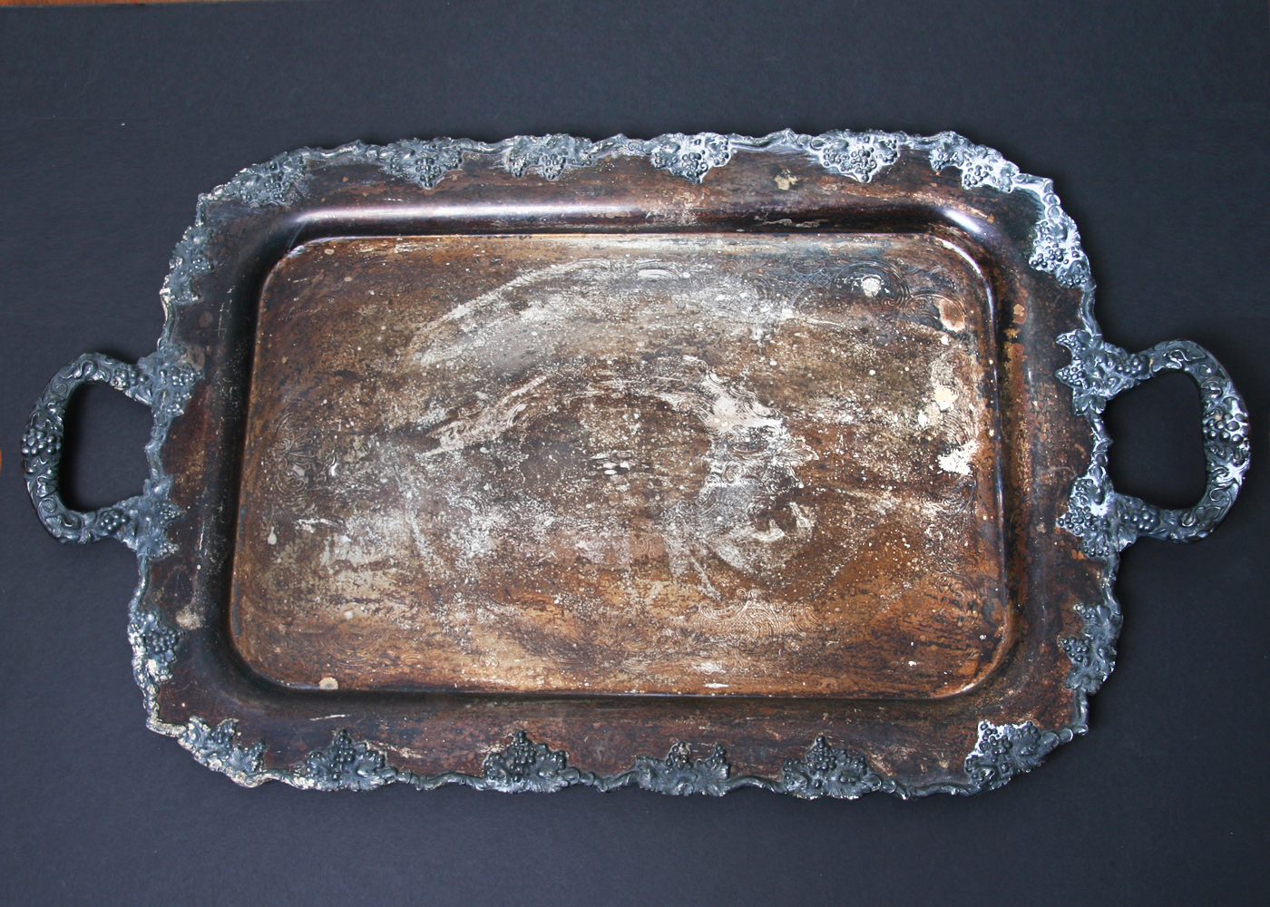 Distressed Vintage Silver-Plated Tray